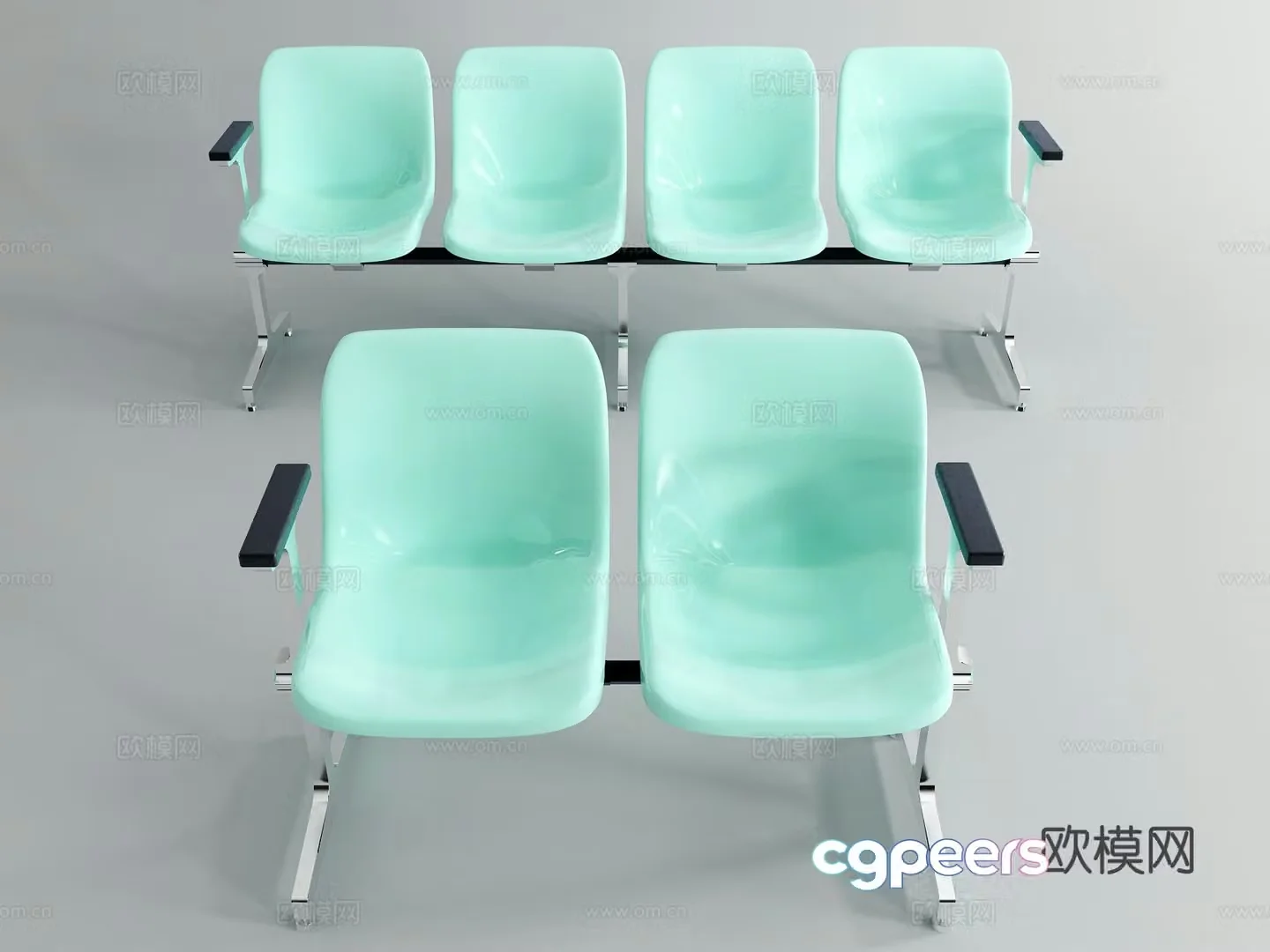 Modern public chairs benches row chairs 3D model