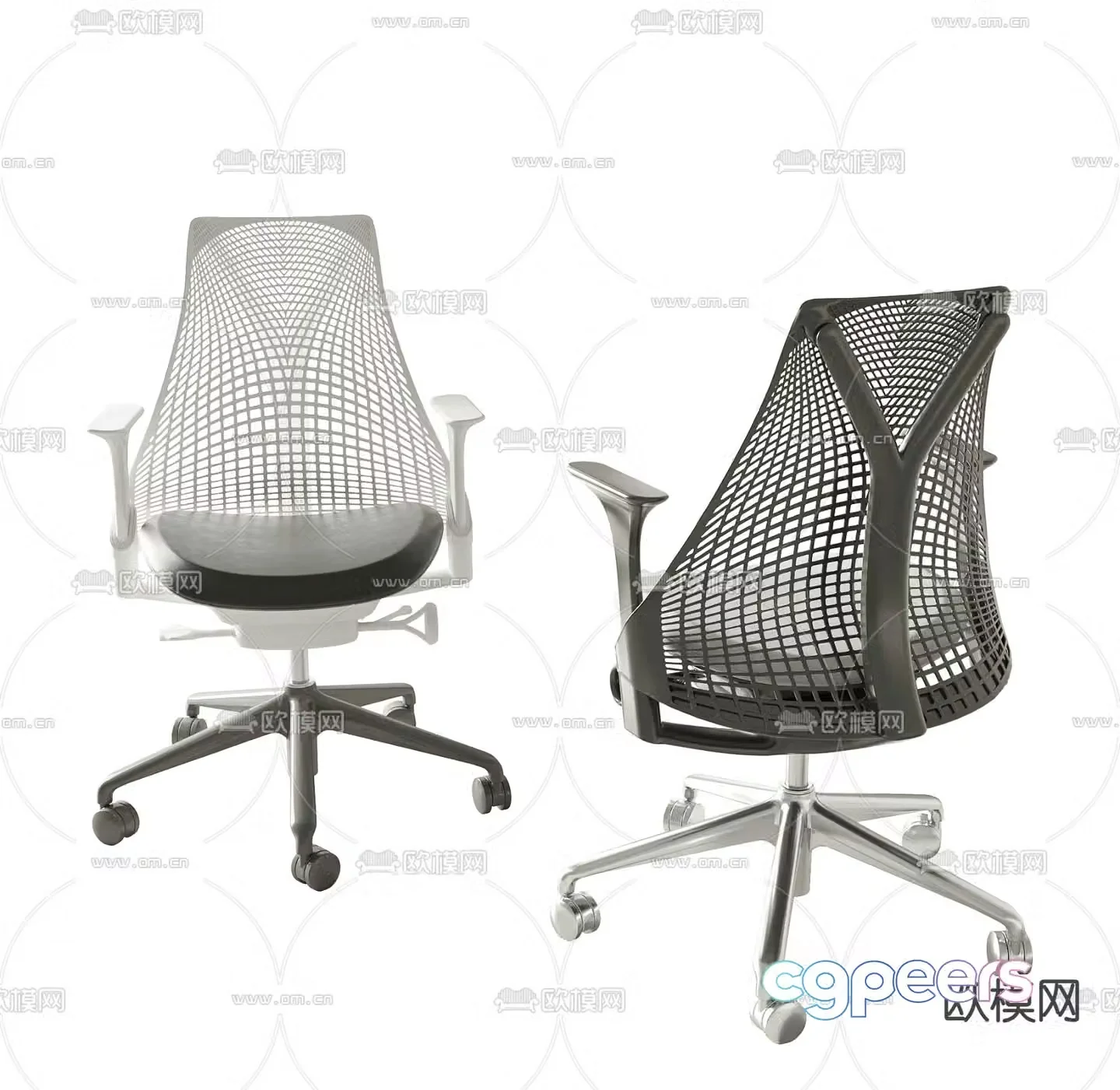 Grid office chair staff chair conference chair 3d model