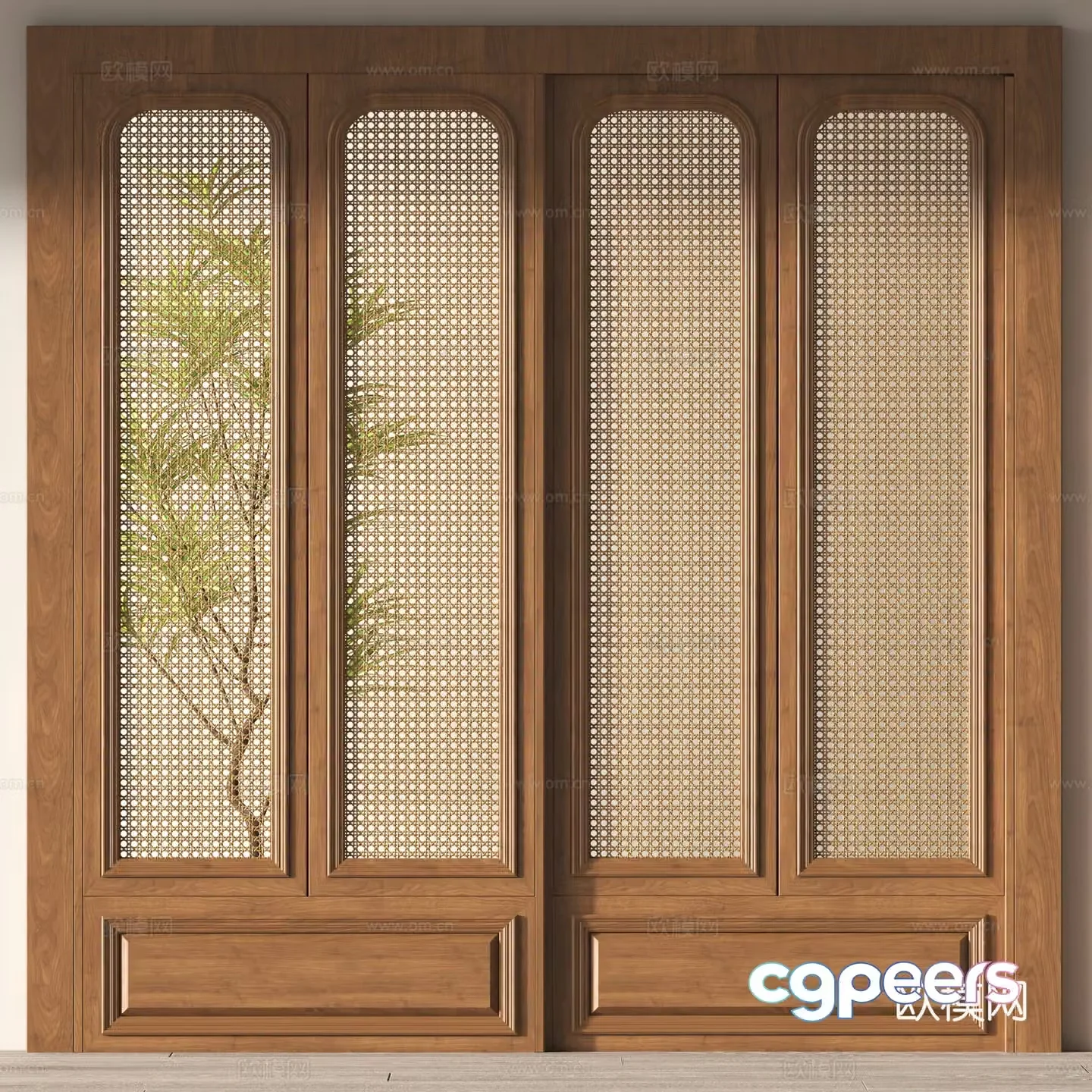 Middle-aged sliding door 3D model