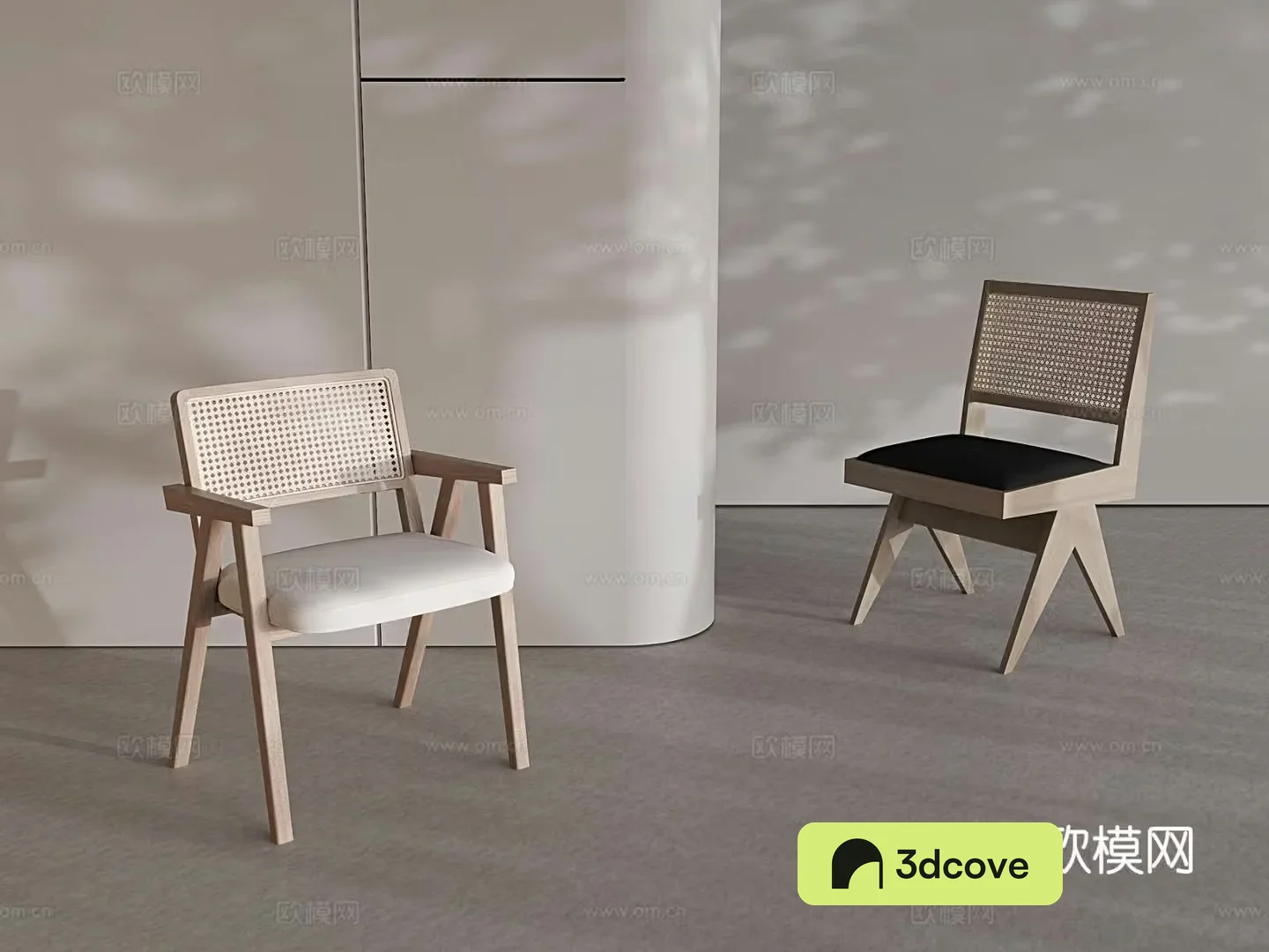 Wabi-sabi solid wood chair rattan dining chair back chair armchair leisure rattan chair