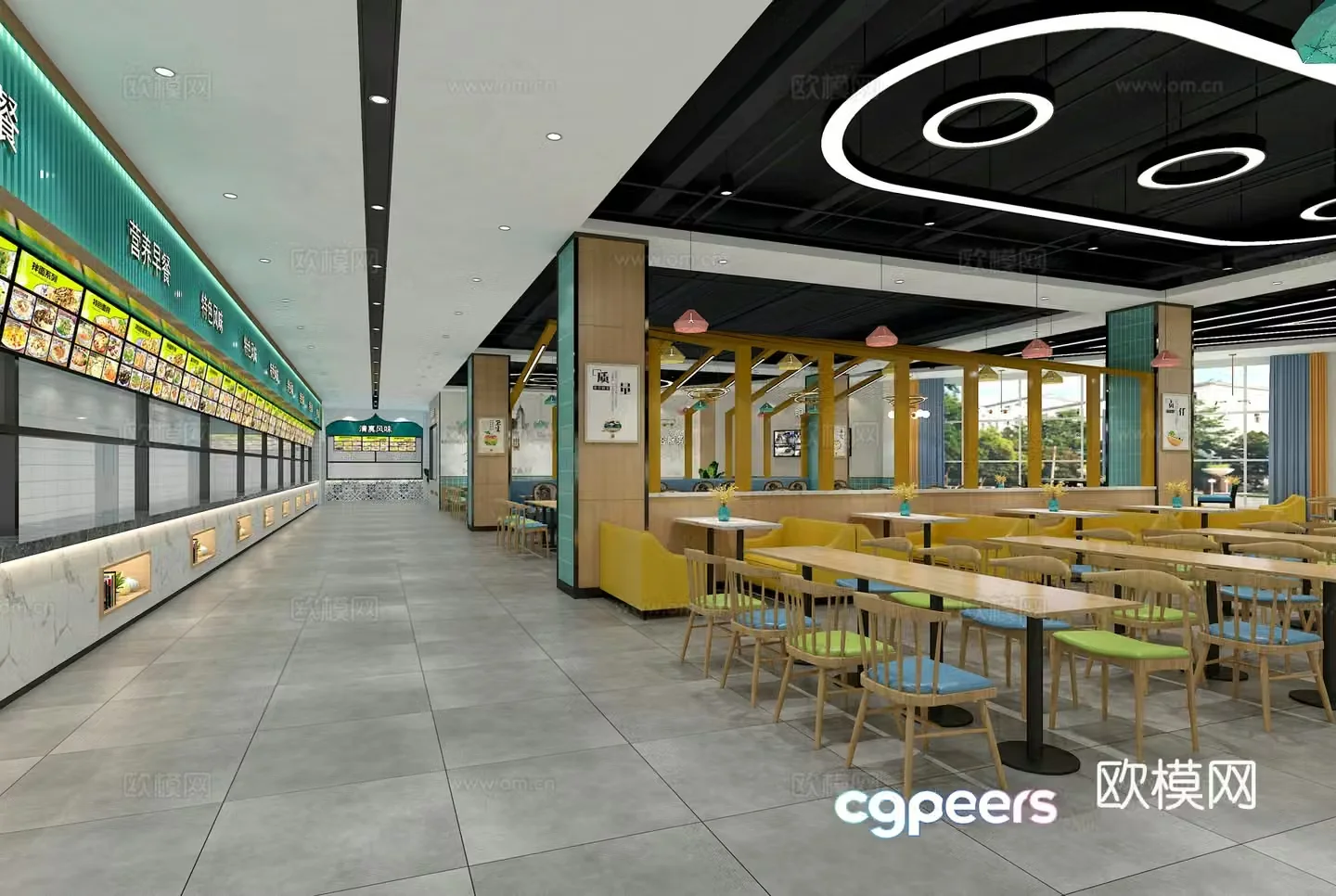 School cafeteria university cafeteria staff restaurant 3d model