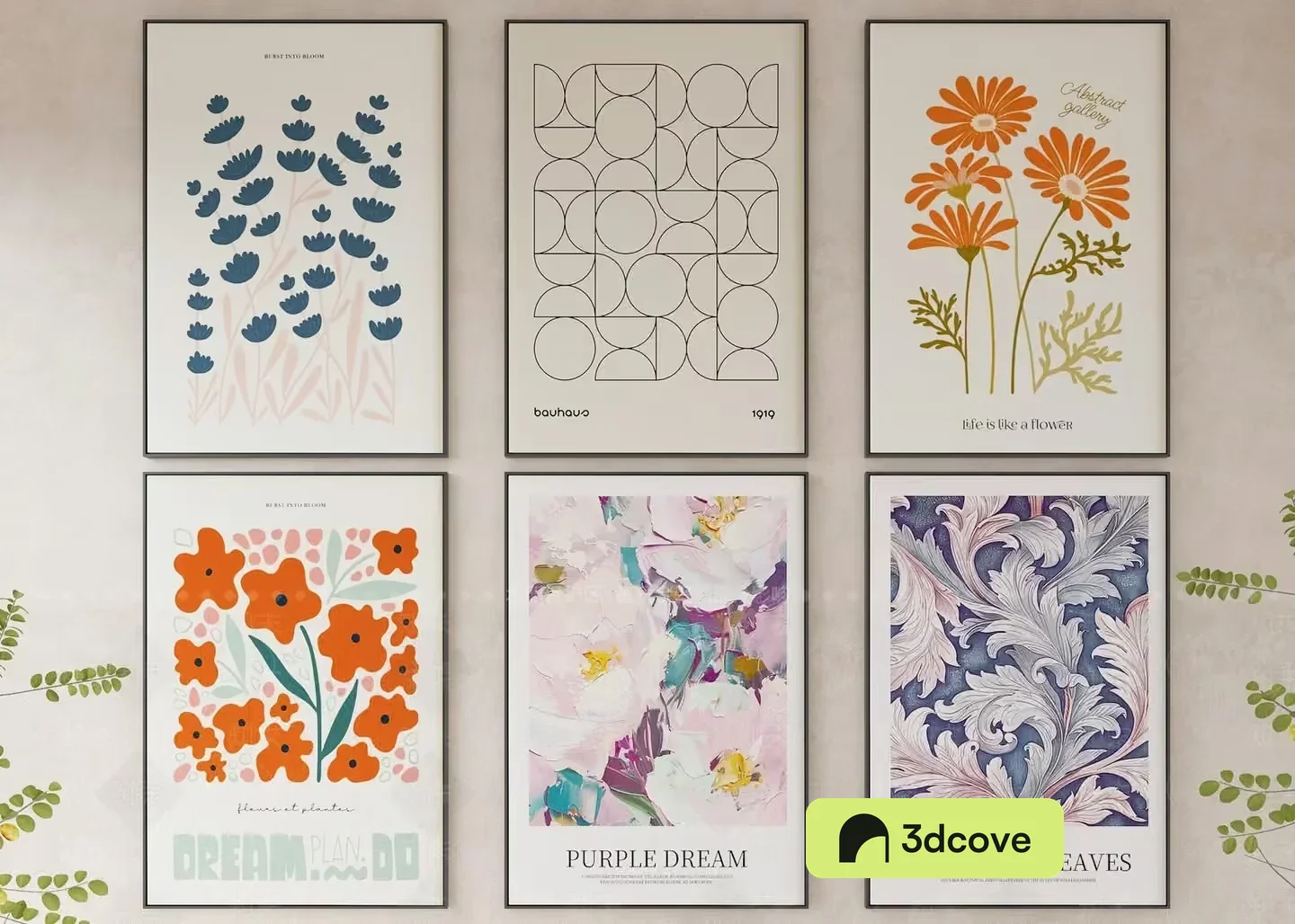 Floral Postersthe Posters Feature A Mix Of Floral Designs In Various