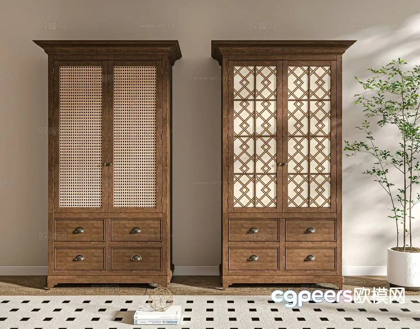 Wabi Sabi Wardrobe Rattan Wardrobe 3D model