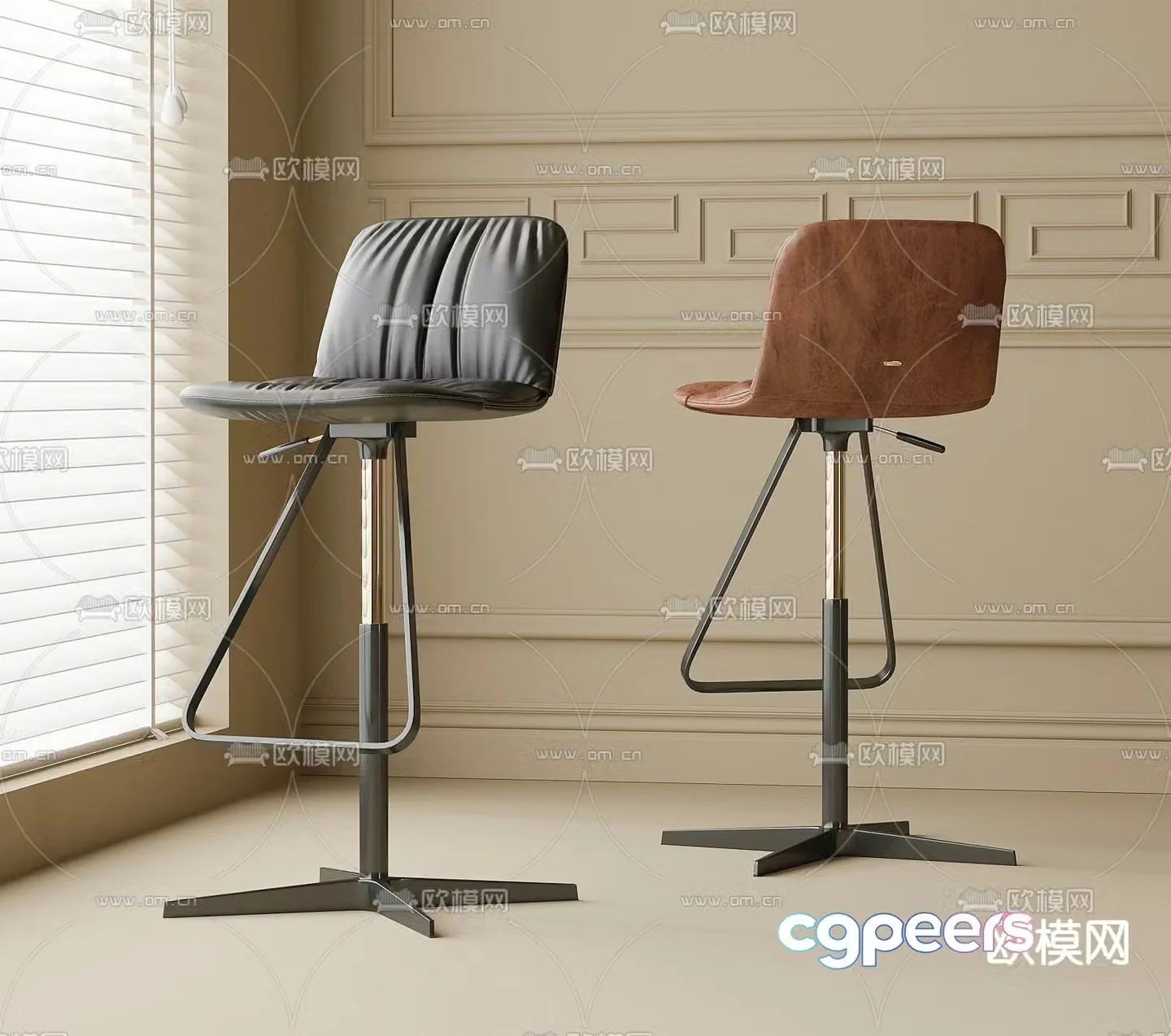 Modern bar stool 3d model