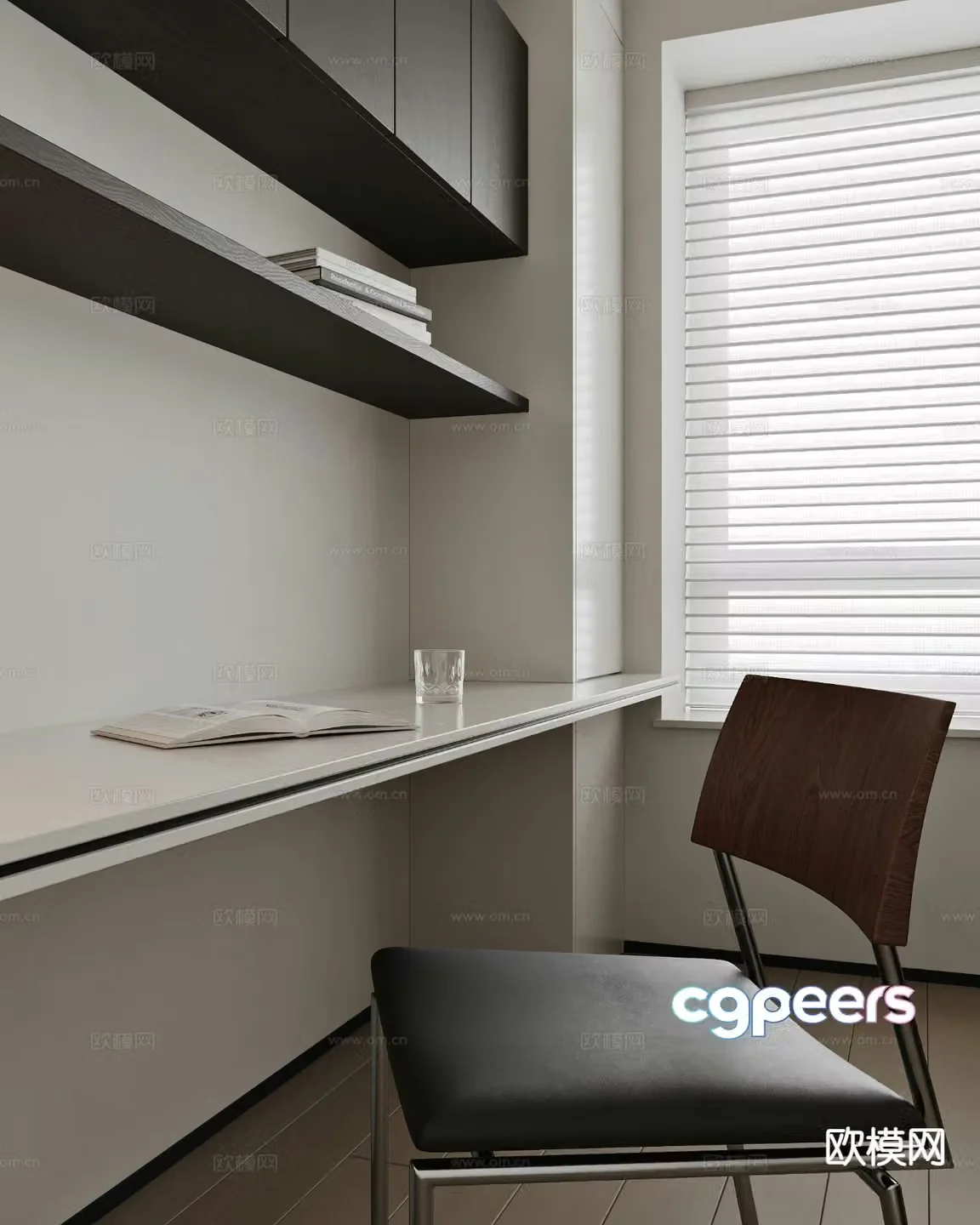 Modern study room 3d model