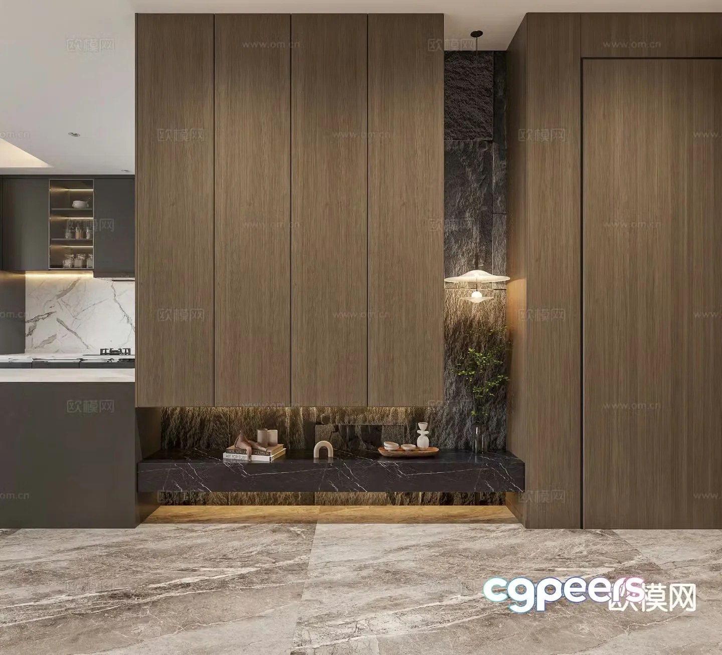 Modern entrance shoe cabinet 3d model