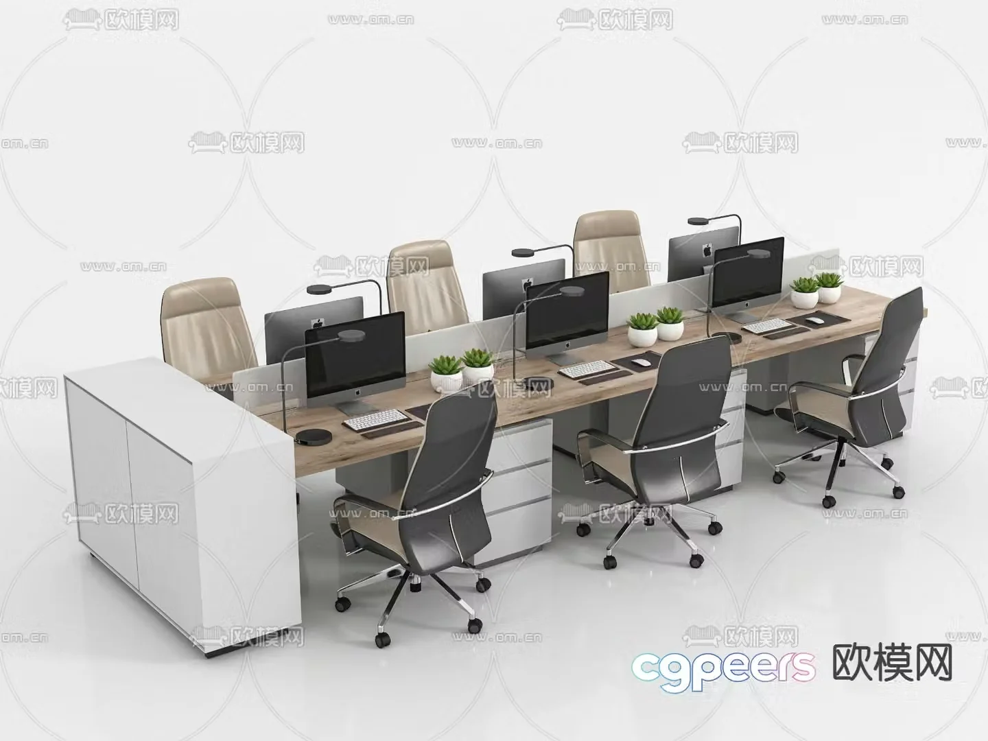 Office desk and chair combination 3d model