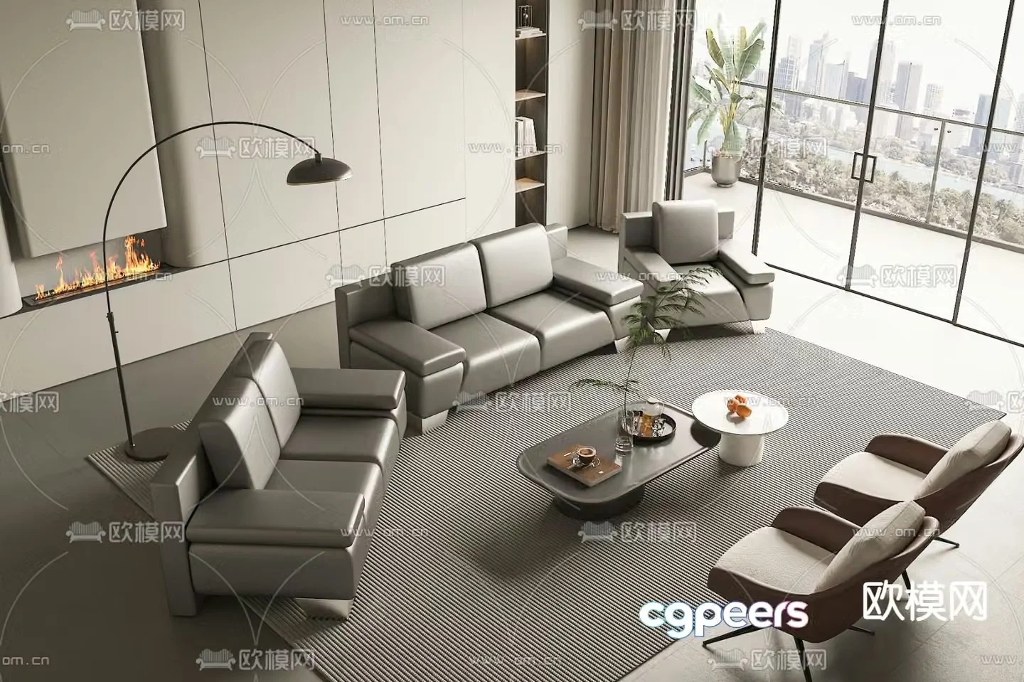 Sectional sofa office sofa 3d model