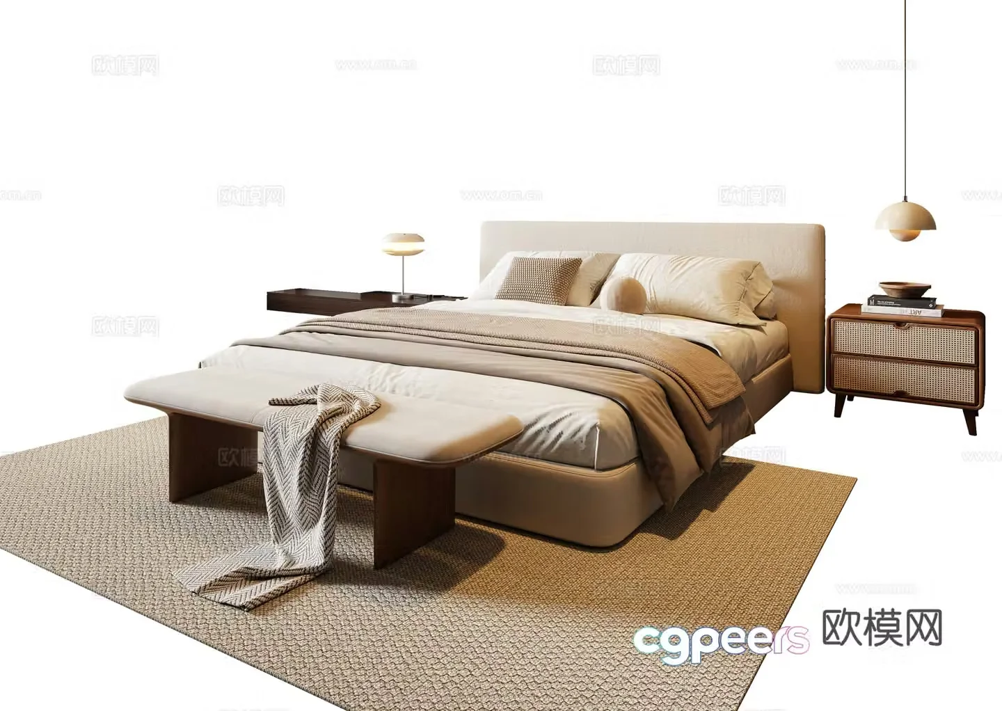 Middle-aged double bed 3D model