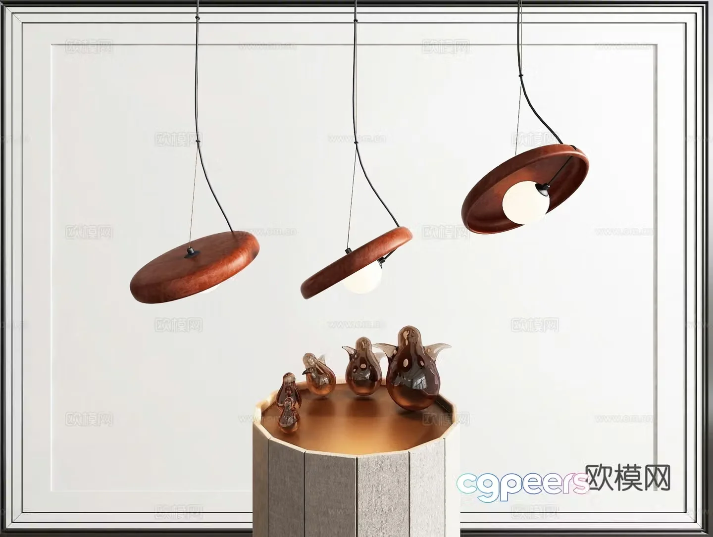 Medieval style bedside chandelier 3d model