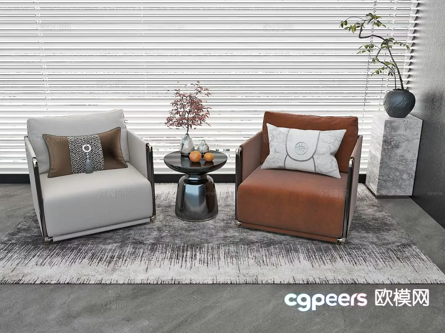 New Chinese style single sofa leisure sofa 3d model