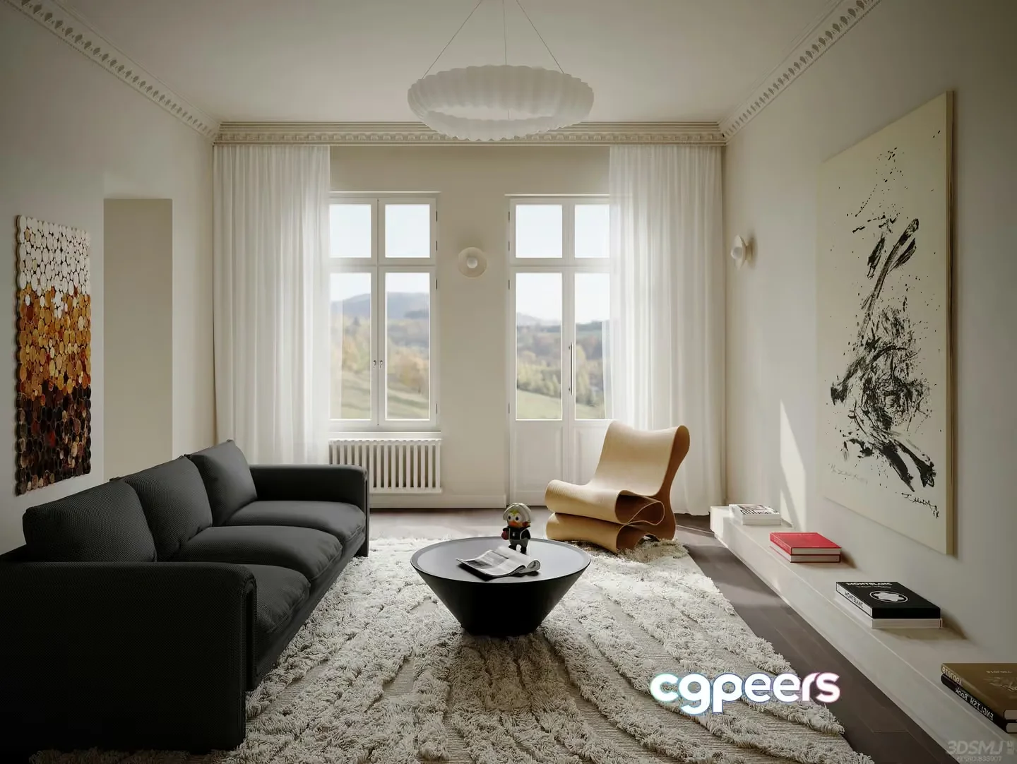 Modern Living Room 3D Model – 21432 – VRAY Render