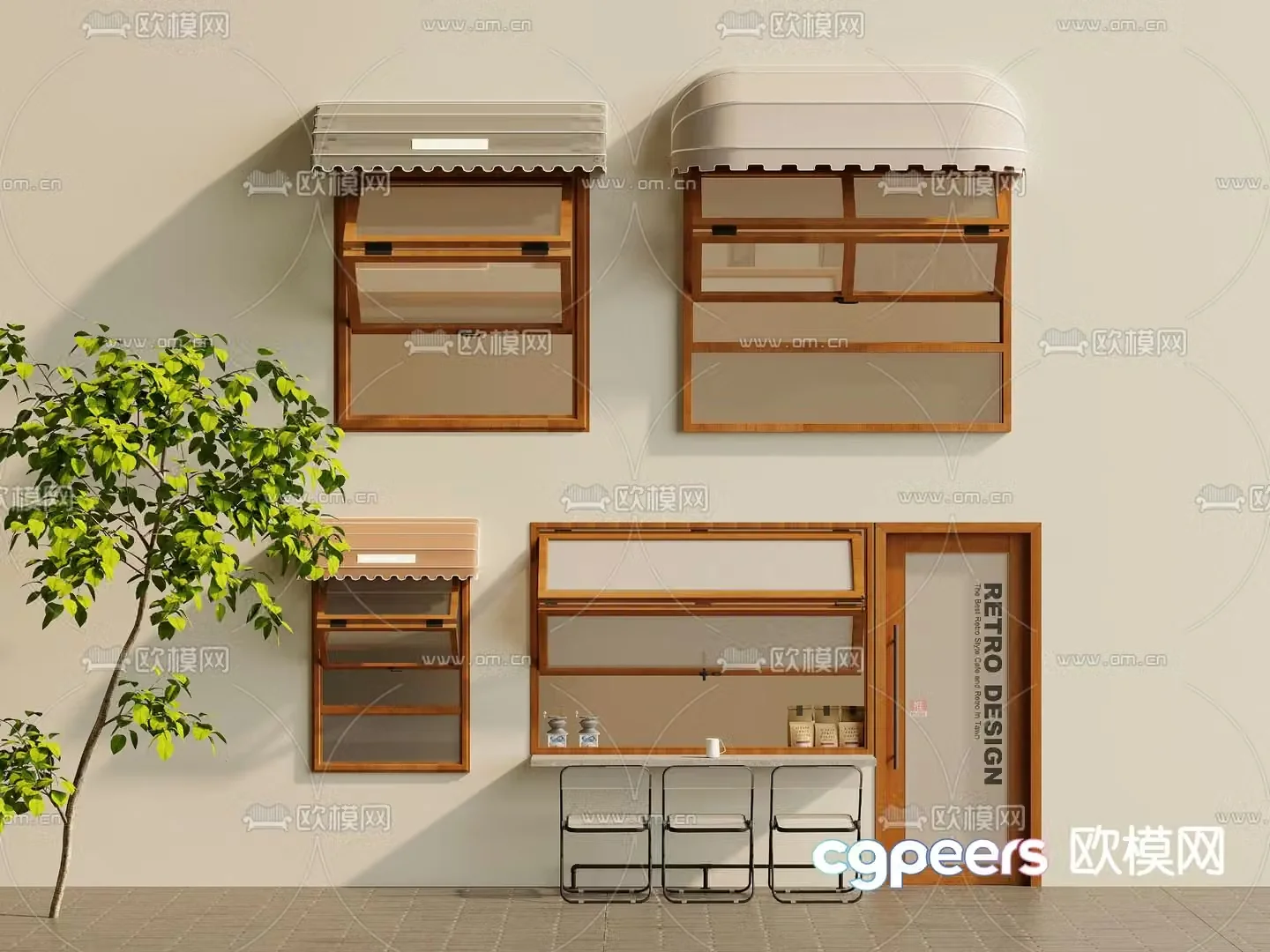 Window Folding Window Internet celebrity window Shop window 3D model
