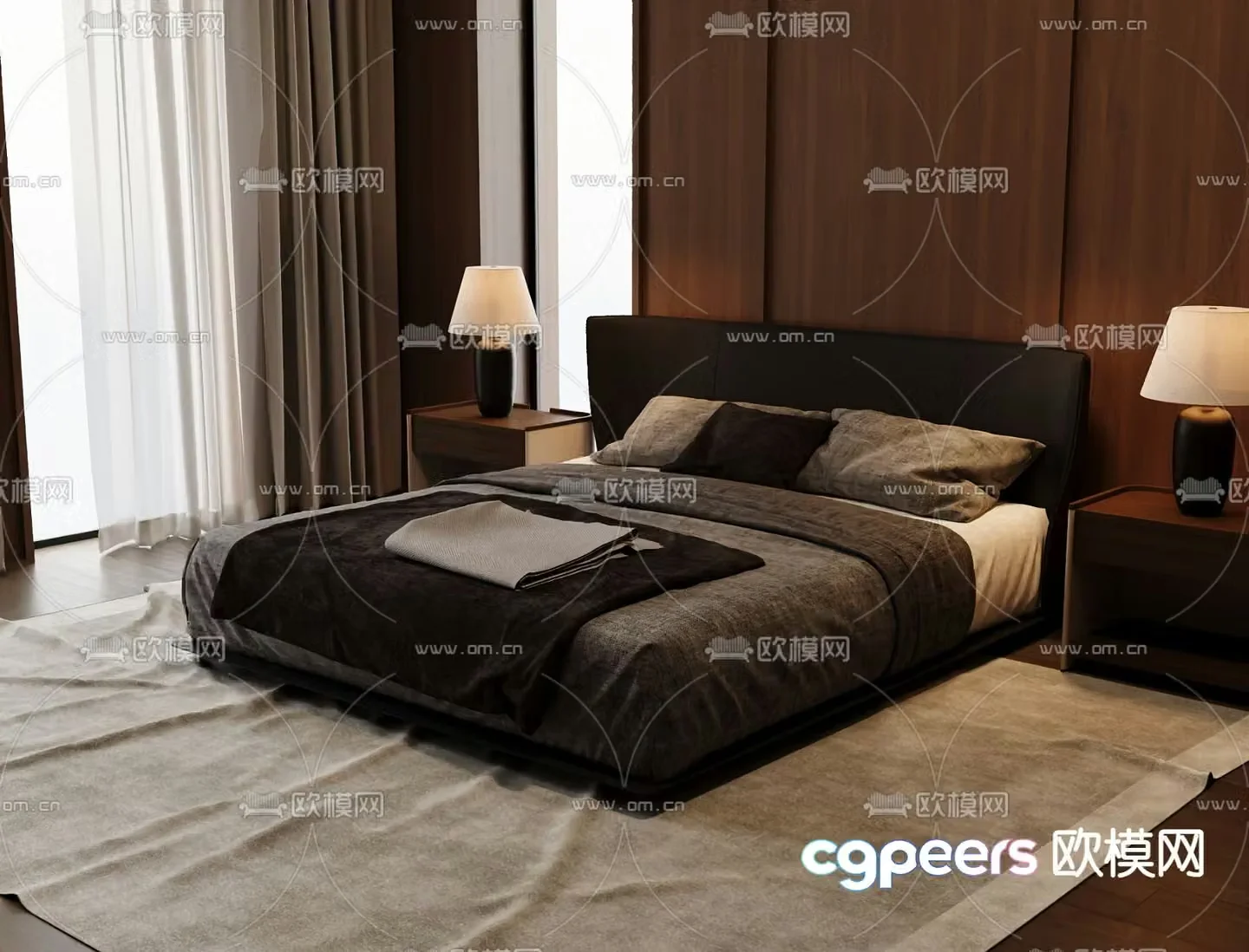 Italian double bed 3d model
