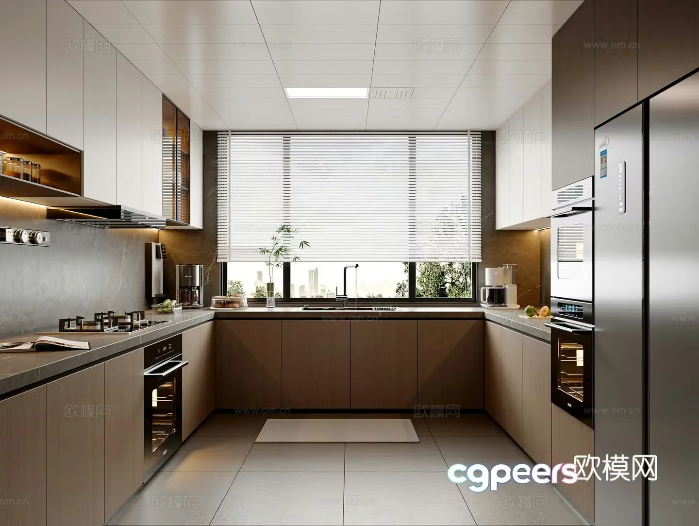 Modern Italian kitchen kitchen supplies kitchen utensils refrigerator kitchen appliances cabinet 3d model