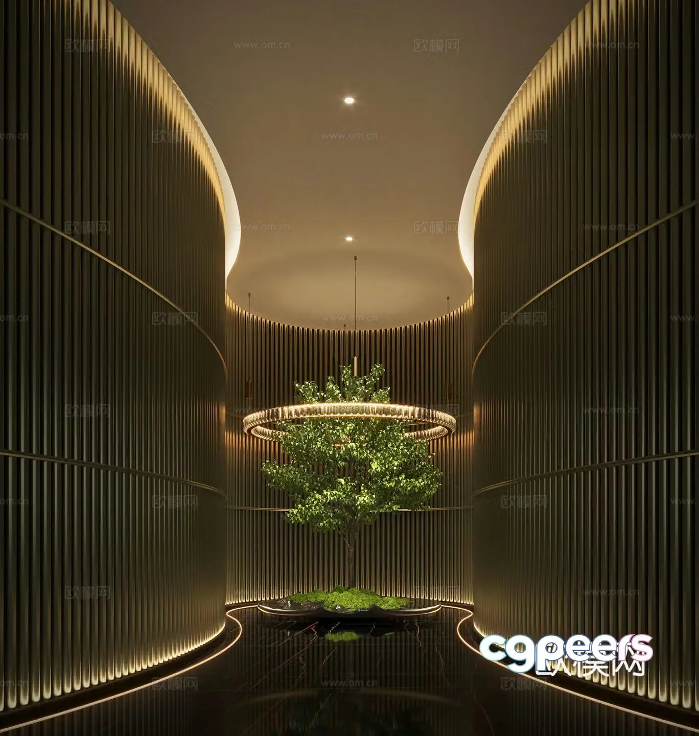Modern aisle landscape Indoor landscape Plant landscaping 3D model