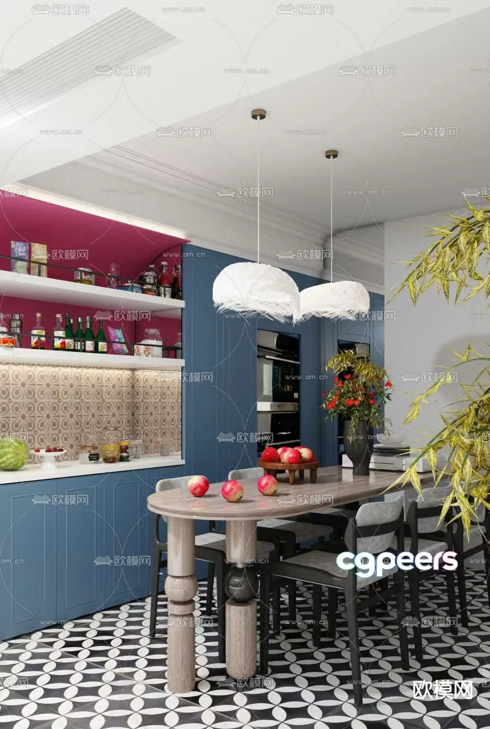 dimensional design memphis style restaurant 3d model