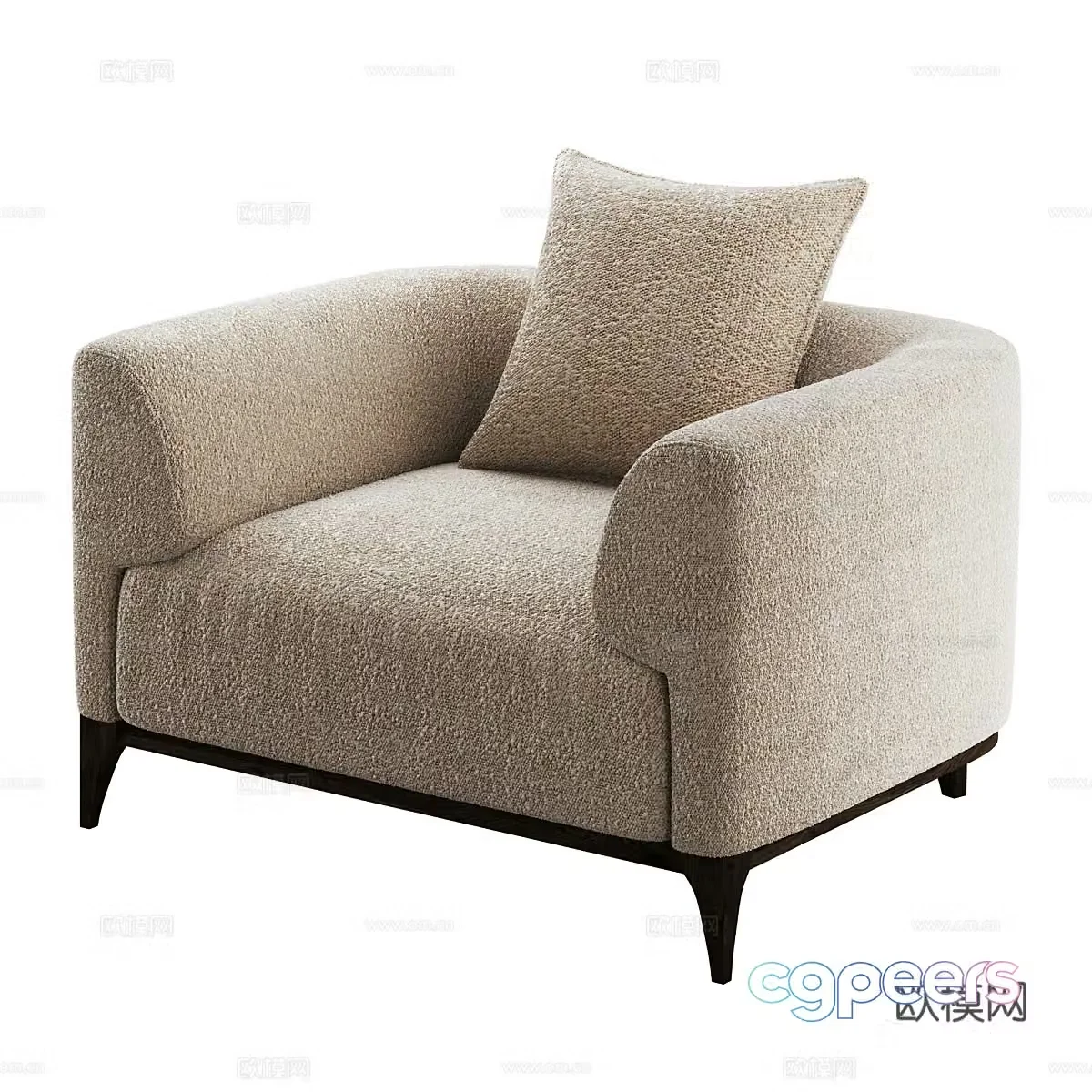 Modern cream style fabric sofa chair 3d model