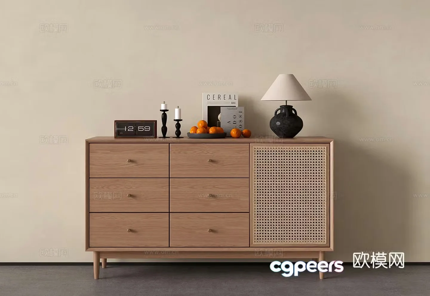 Wasabi Middle Style Decoration Cabinet Side Cabinet Storage Cabinet Side Cabinet 3D Model