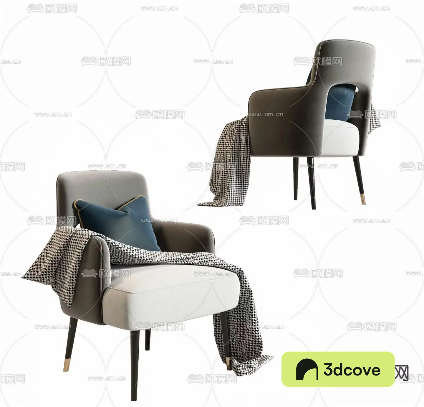 Minotti modern gray velvet single lounge chair