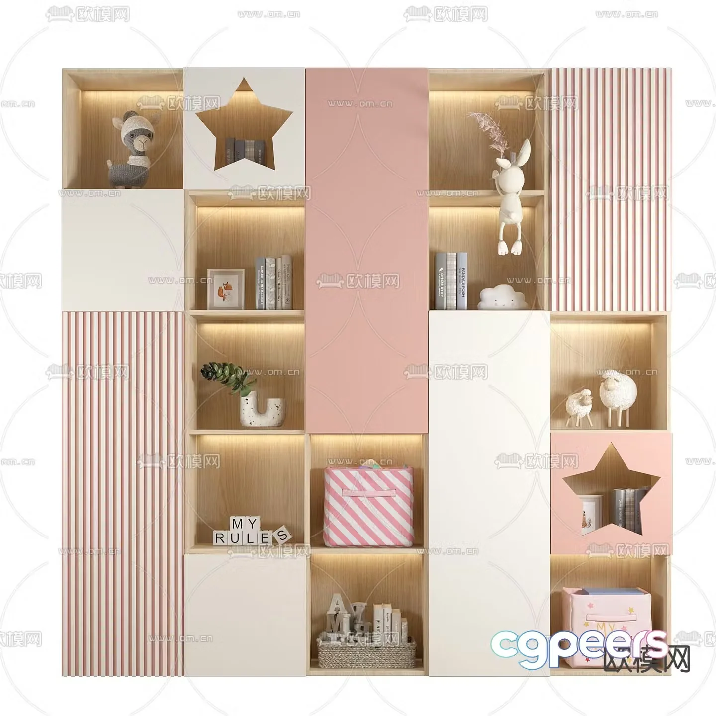 Modern children’s bookcase 3d model