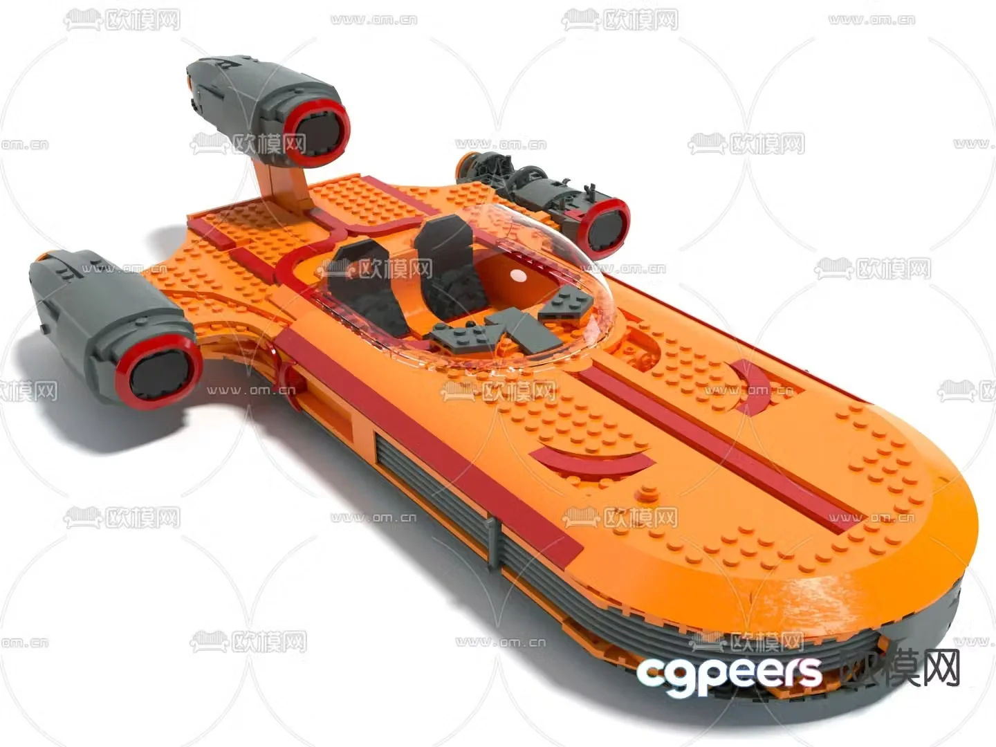 Building block spaceship Lego toy 3d model