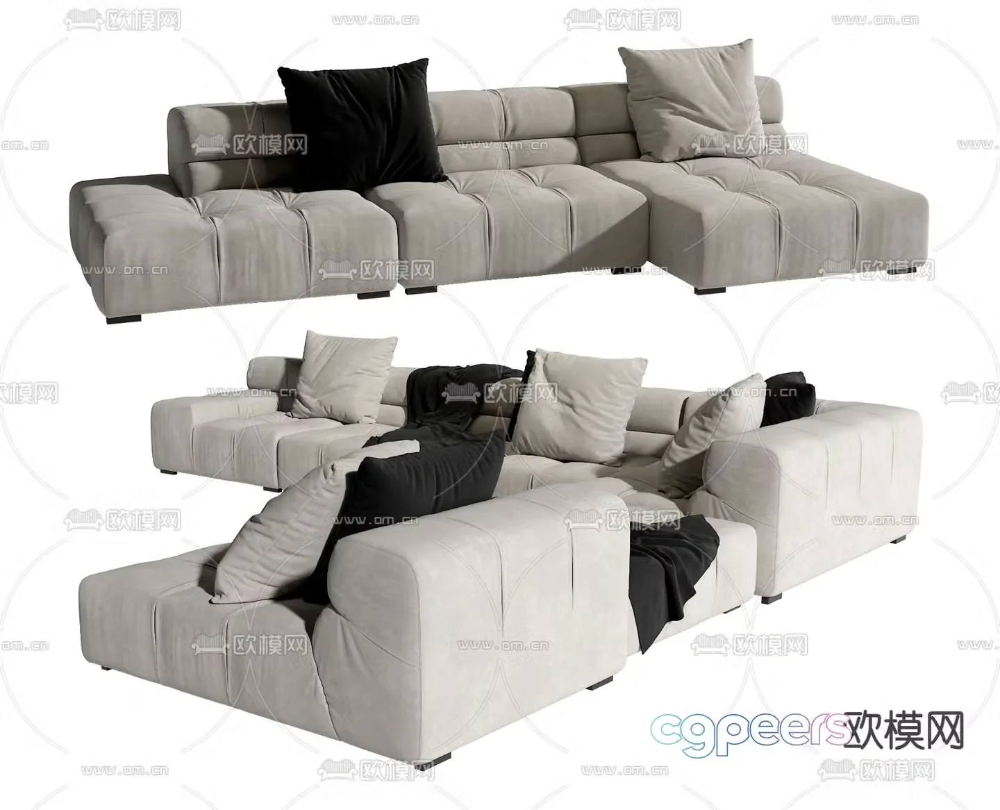 Multi-person sofa corner sofa 3d model