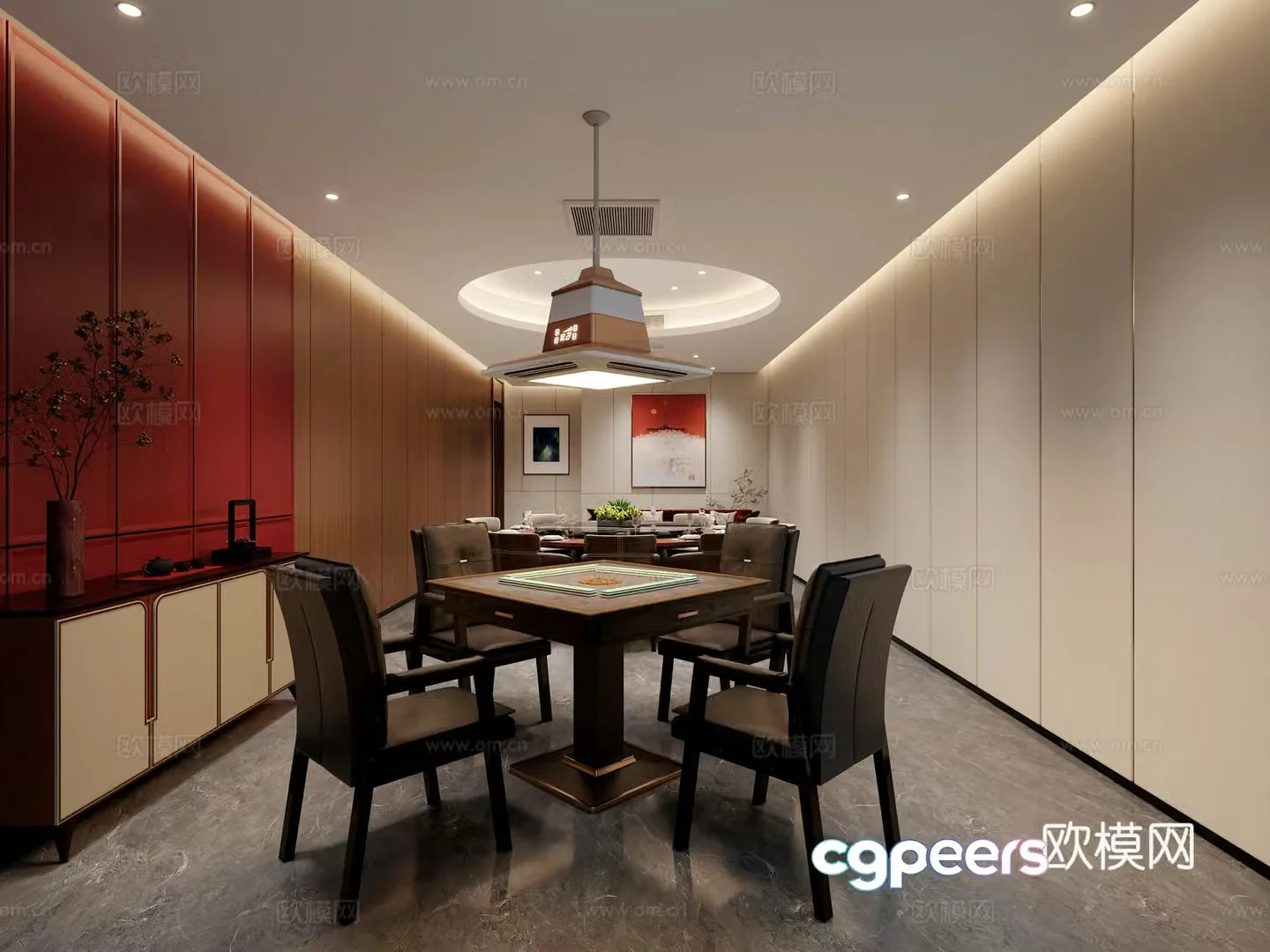 New Chinese Hotel Mahjong Room Chess and Card Room 3D Model