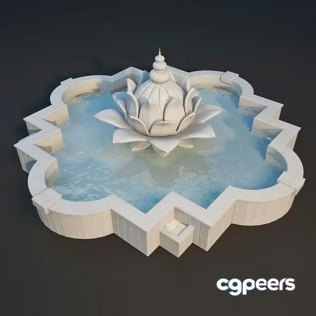 3ds Max Free – The fountain with the sculpture of lotus