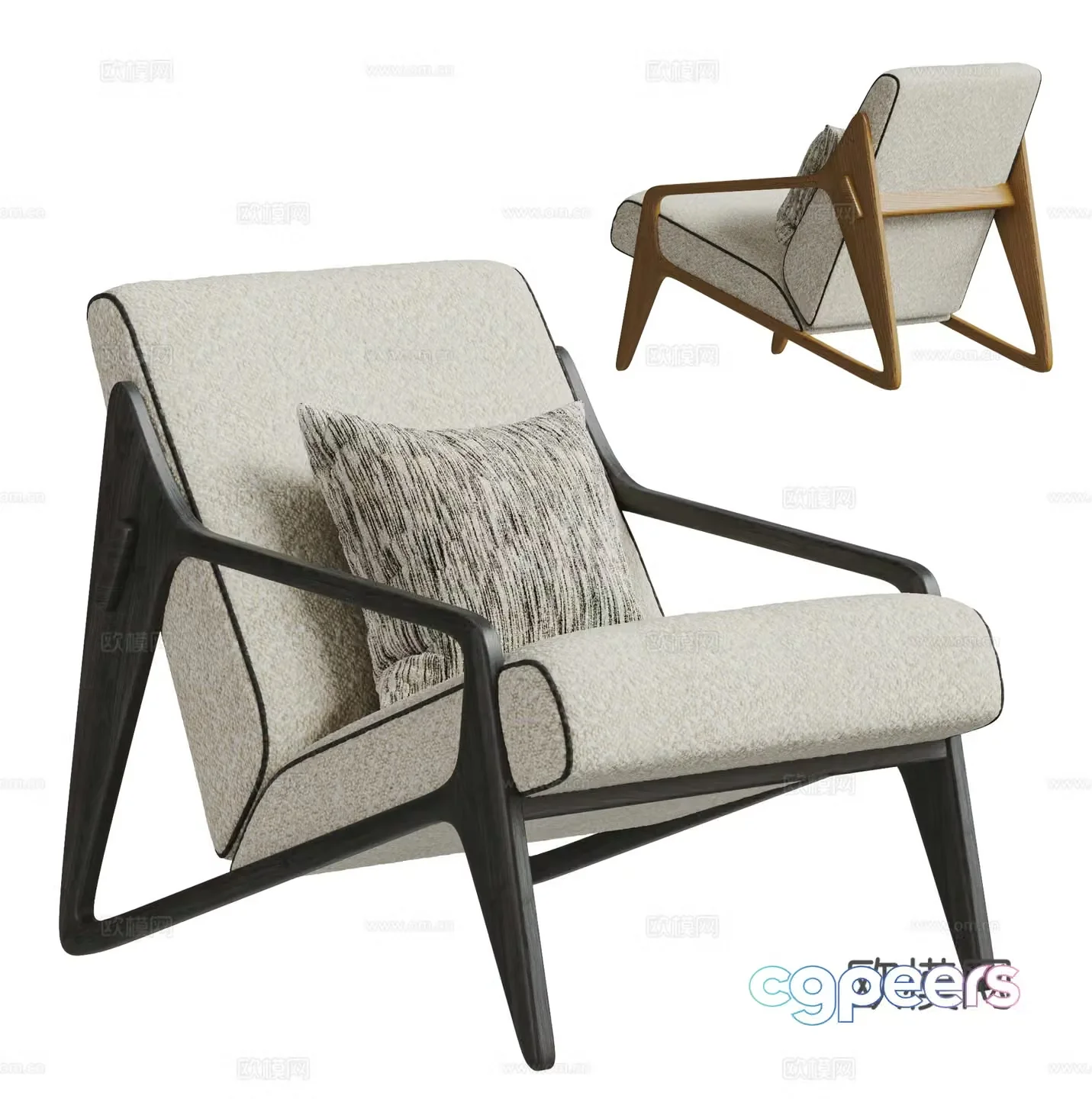 VITRA modern and ancient leisure chair combination fabric leisure chair sofa chair armchair 3d model