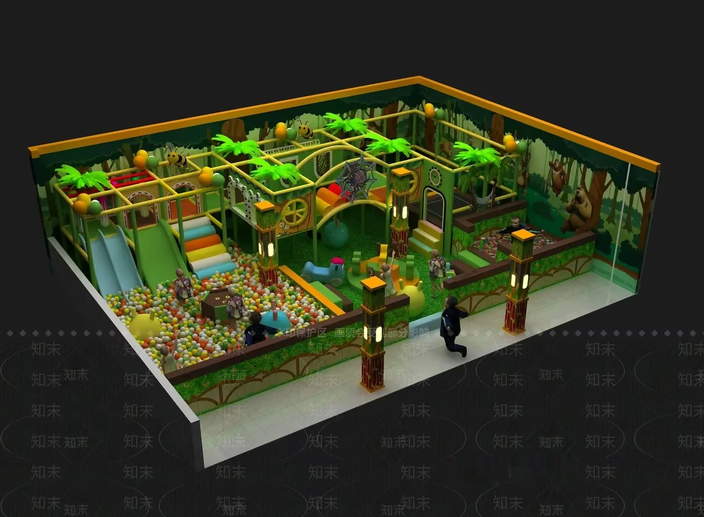 A 3D Model Of A Jungle-Themed Playground 3D Model – 16949 – VRAY Render