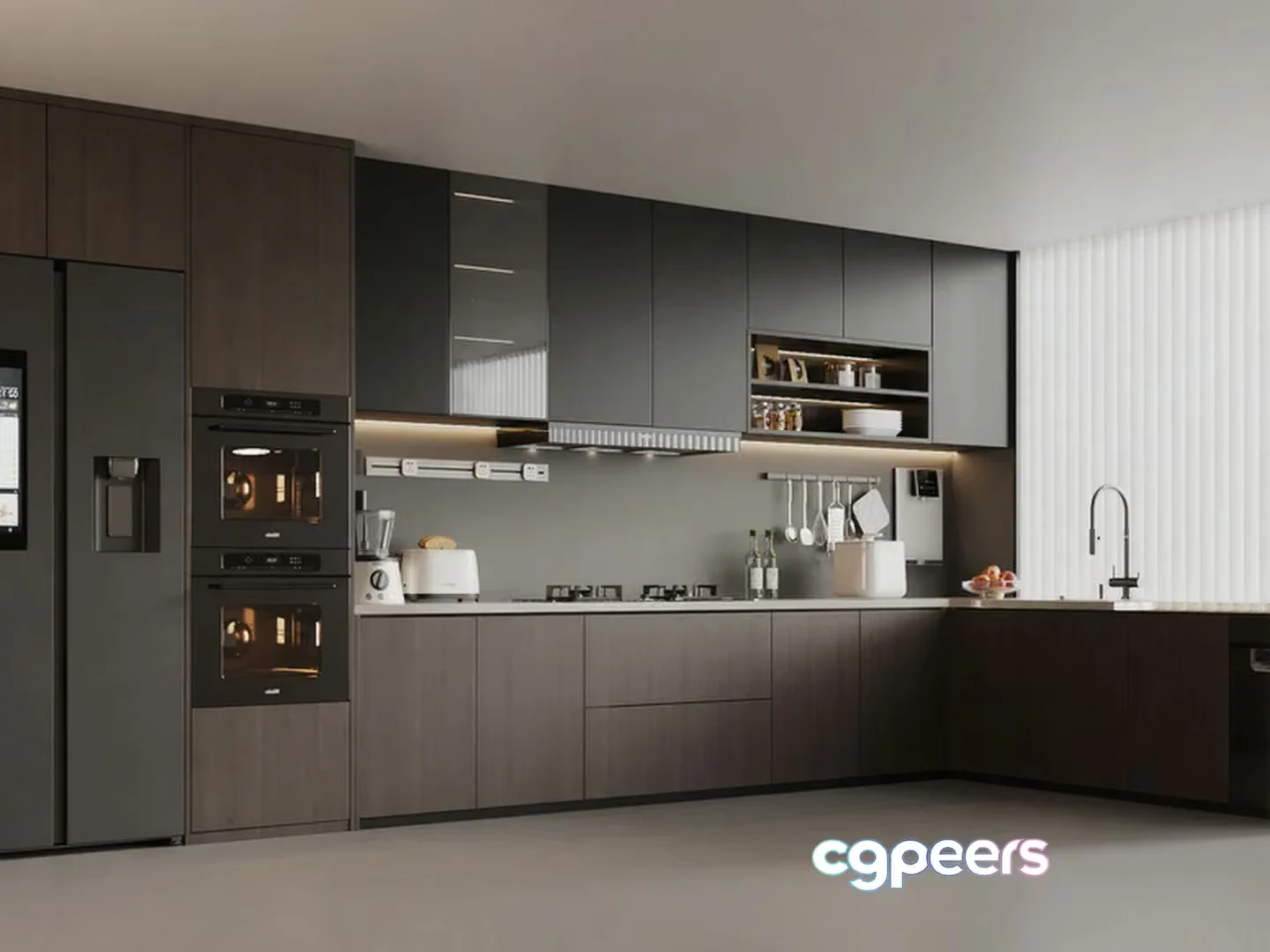 Modern Dark Kitchen 3D Model – 1483 – VRAY Render