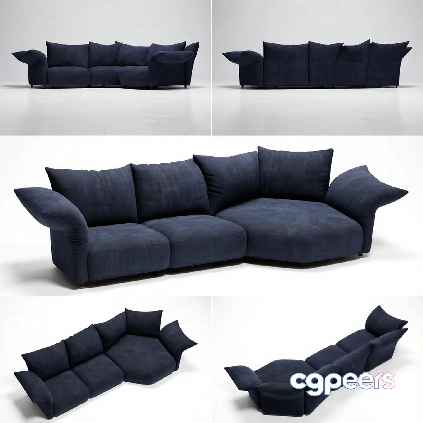 Dark Blue Sofa 3D Model – 3555 – VRAY Render