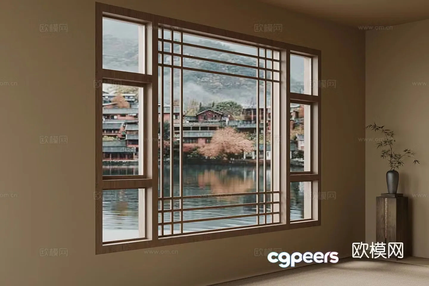 New Chinese style window vase 3d model