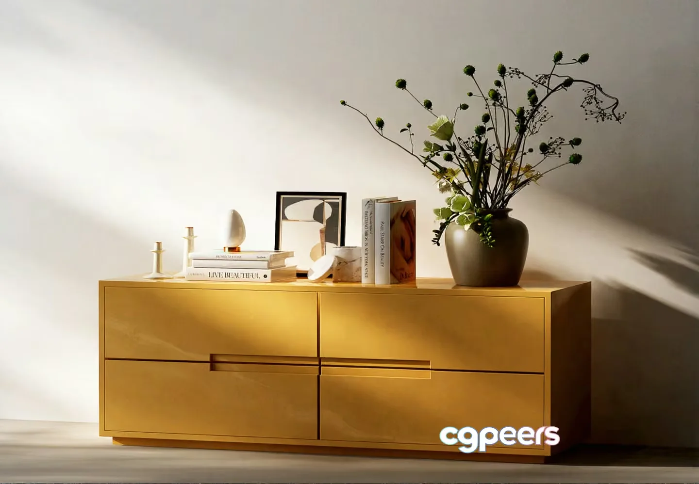 Modern Light Wood Dresser 3D Model – 20364 – VRAY Render