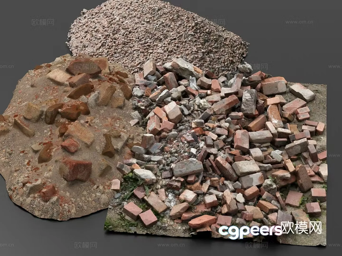 Gravel pile bricks construction materials brick pile stone pile construction waste 3d model