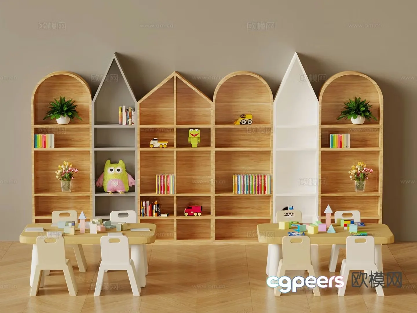 Nordic children’s cabinet bookcase 3d model