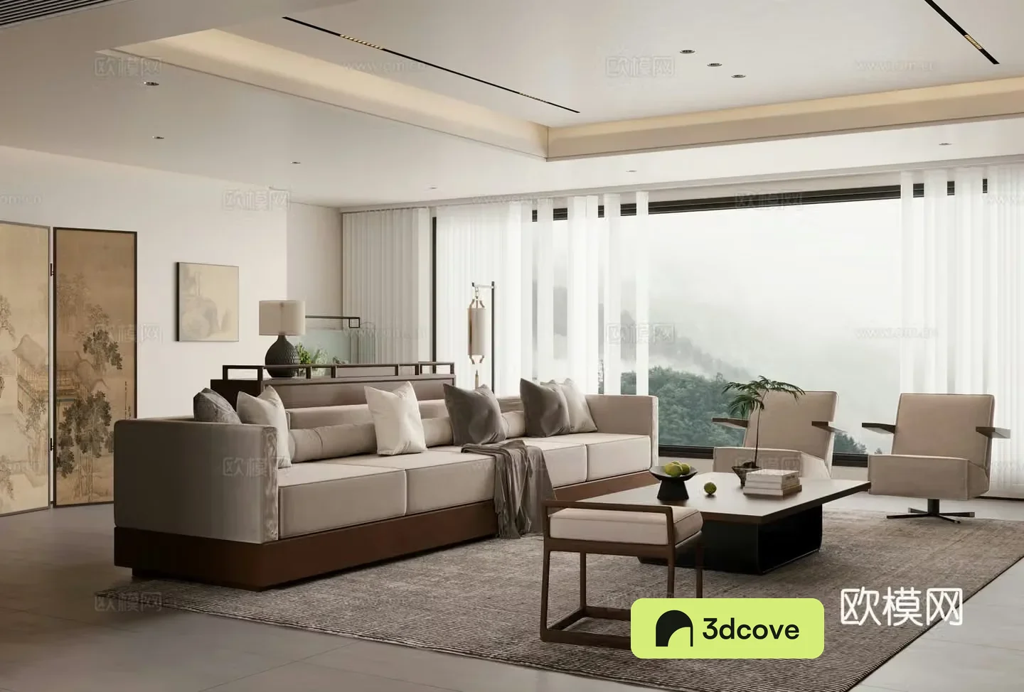 New Chinese style living restaurant Large flat floor living restaurant Horizontal room living restaurant Song style living restaurant