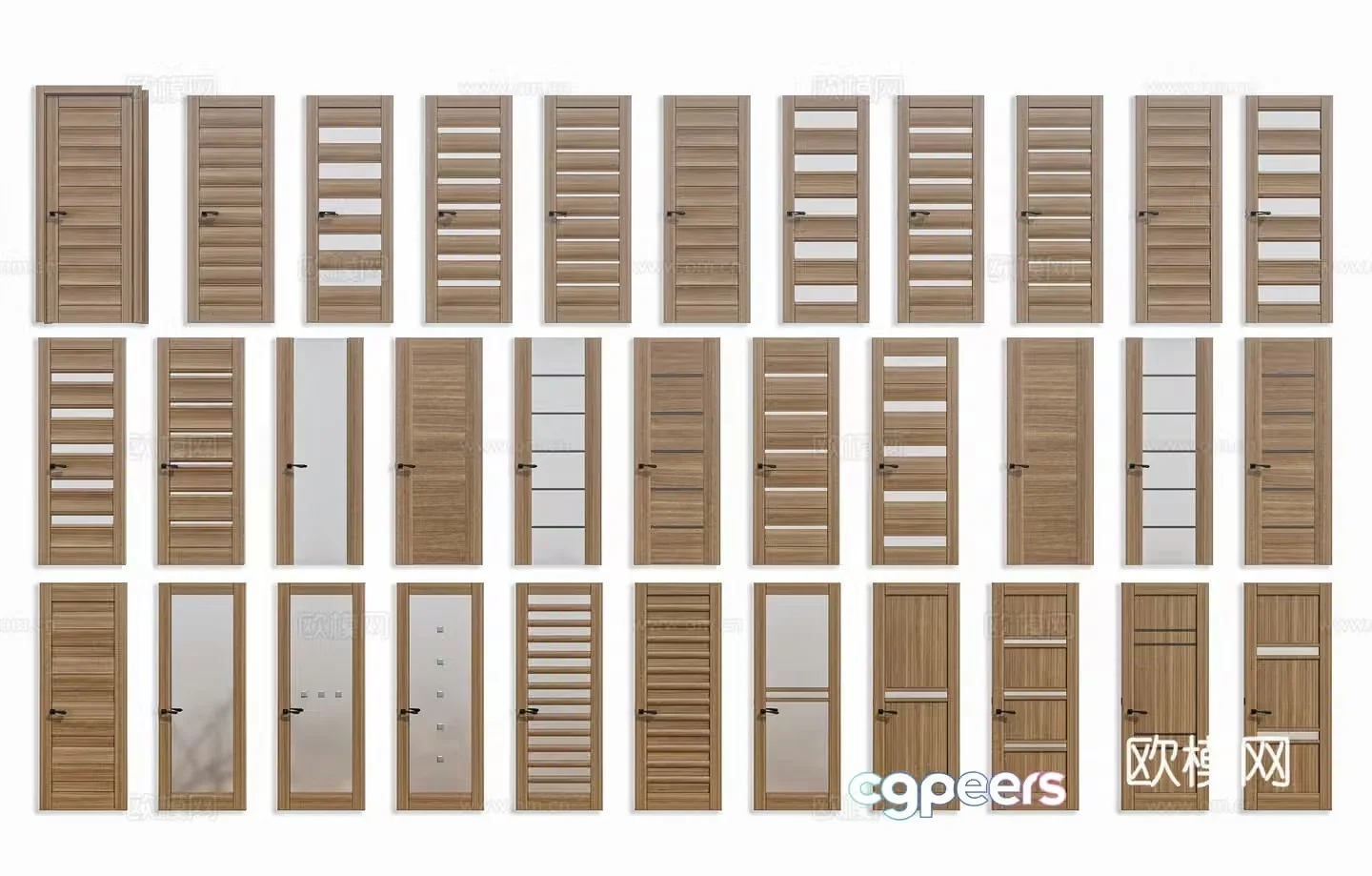 Modern solid wood single door Kitchen and bathroom single door Solid wood bedroom door Glass solid wood single door 3D model