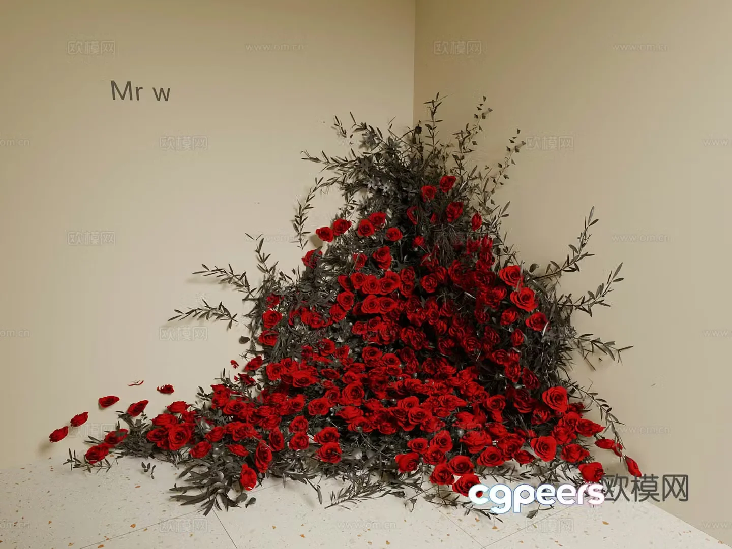Floor flower decoration land flower decoration floor flower laying floor roses corner flower decoration 3D model