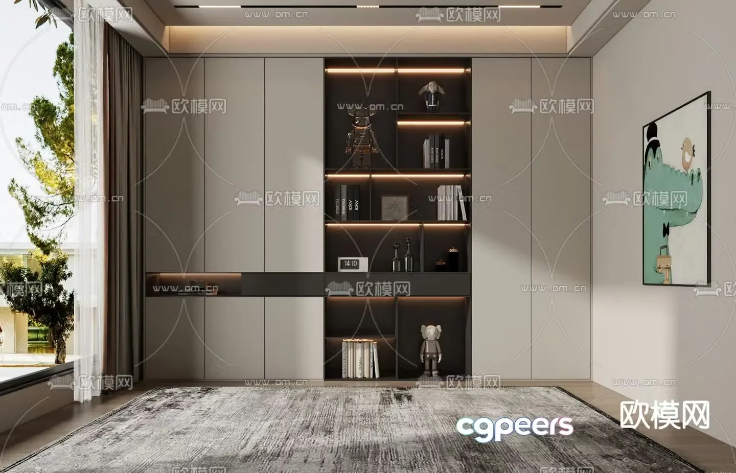 Modern bookcase 3d model