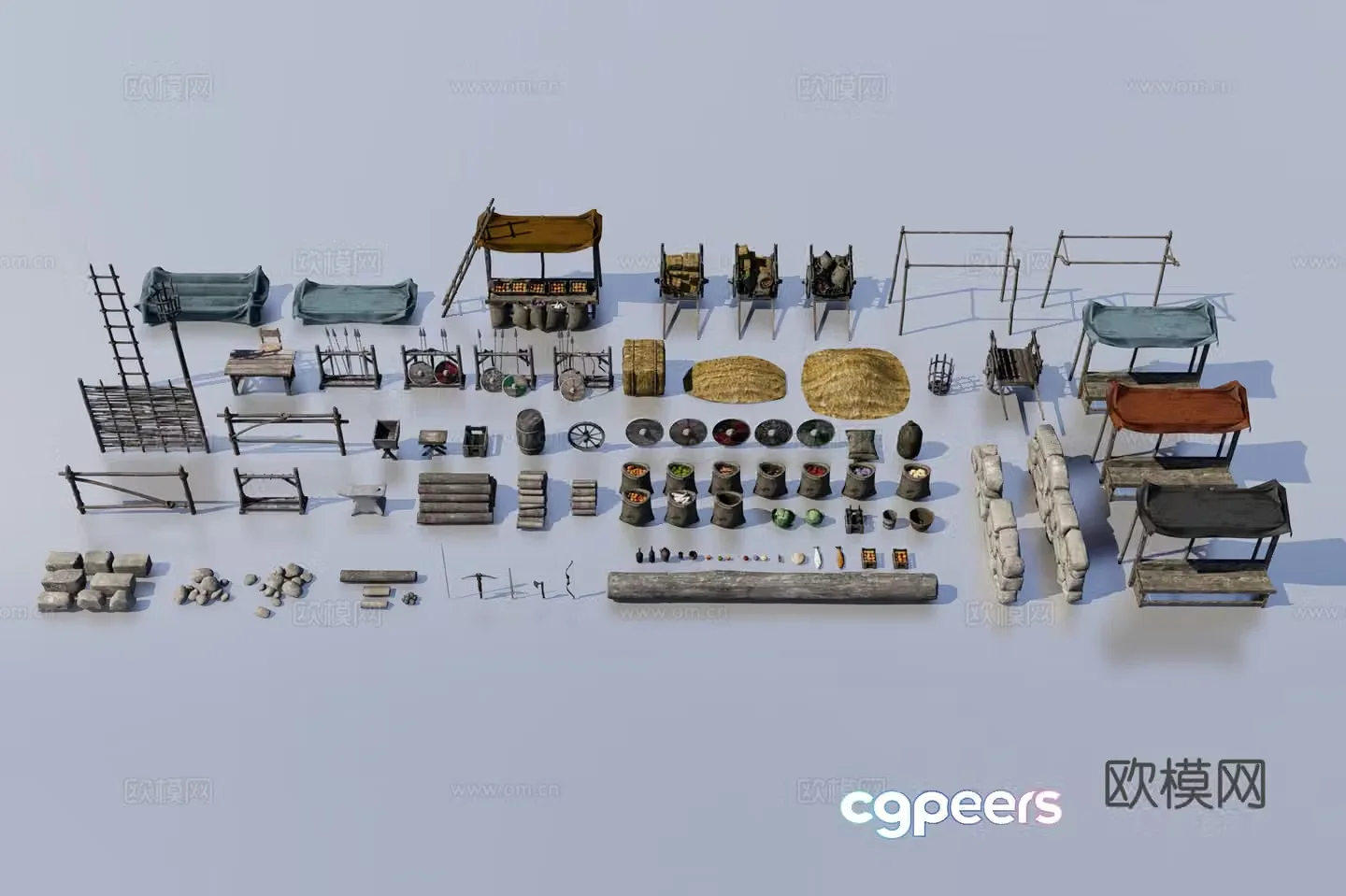 Medieval market items 3d model