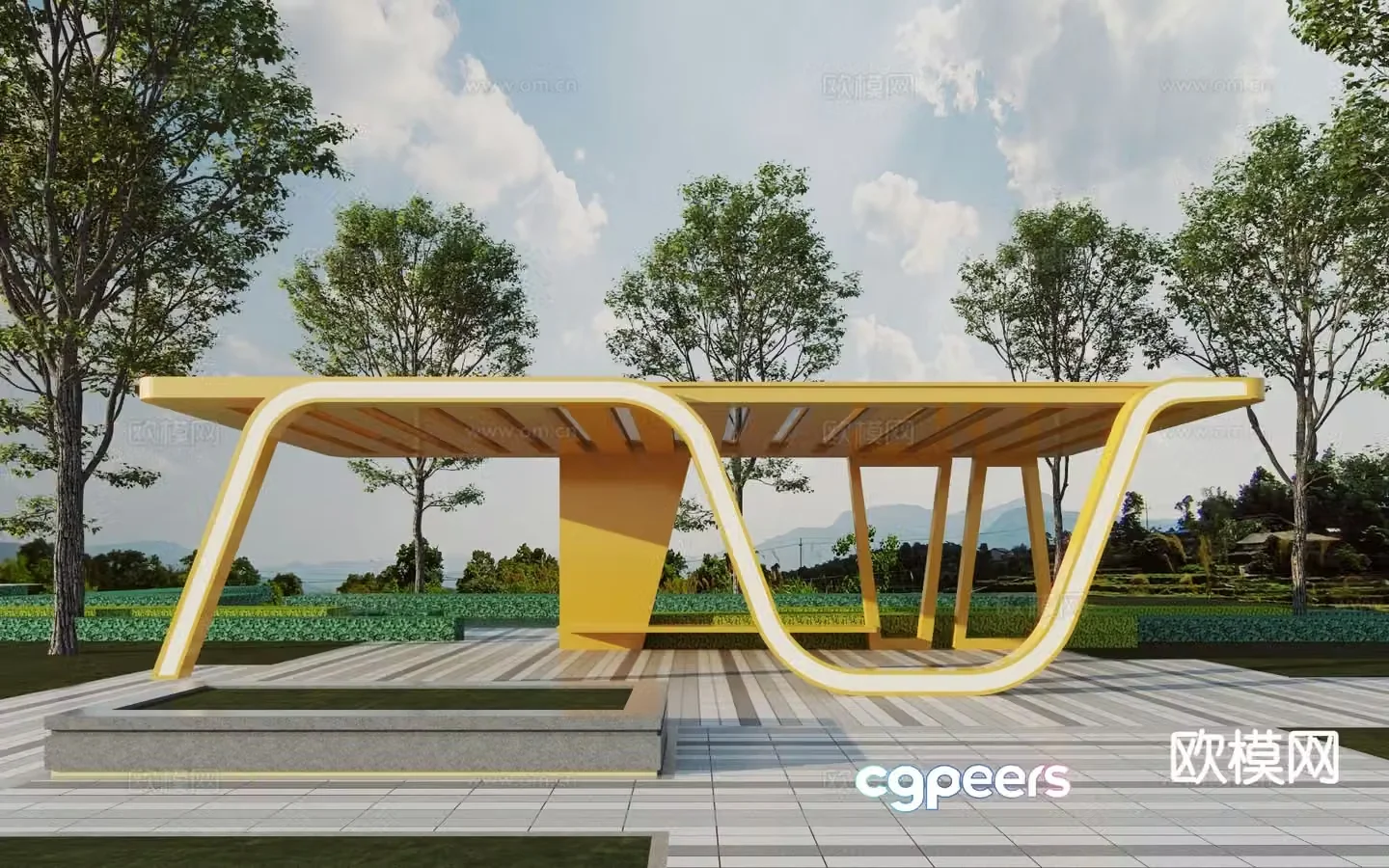 Modern gallery pavilion leisure pavilion 3D model