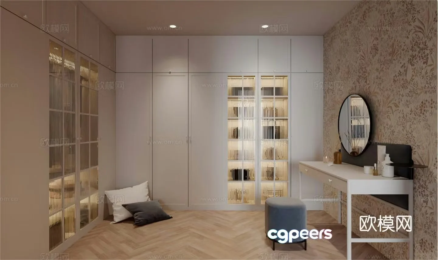 Modern dressing room French dressing room Dressing table Cloakroom Sofa stool Dressing table 3D model