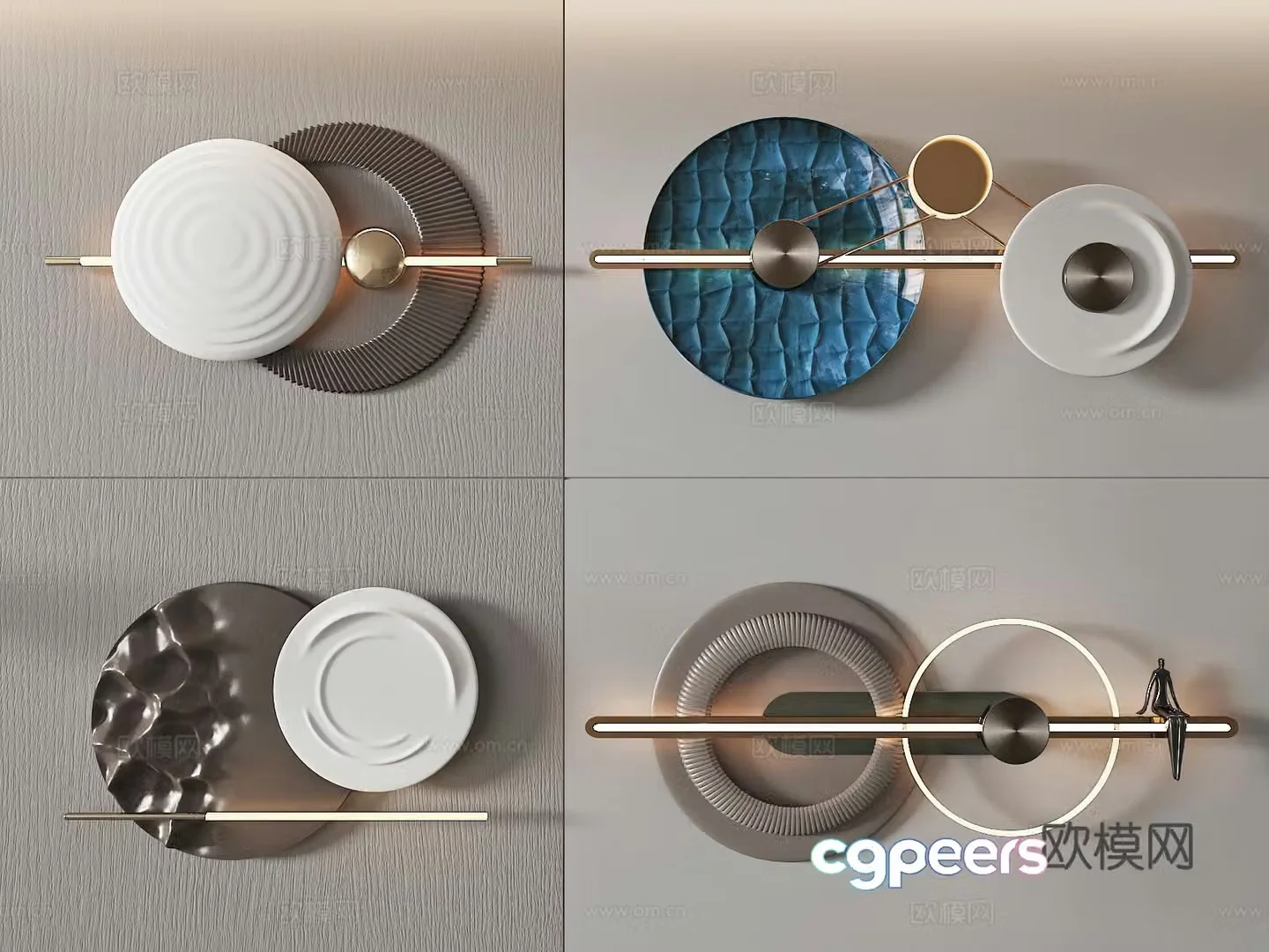 Modern light luxury wall decoration pendant three-dimensional painting art installation 3d model
