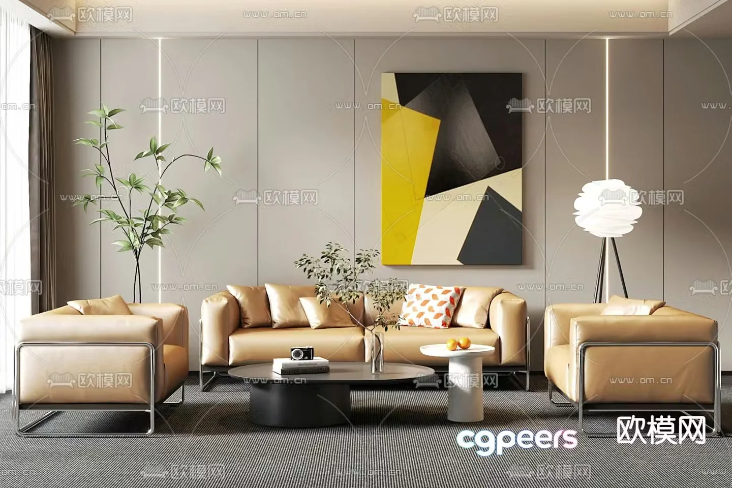 Office sofa leather sofa 3d model