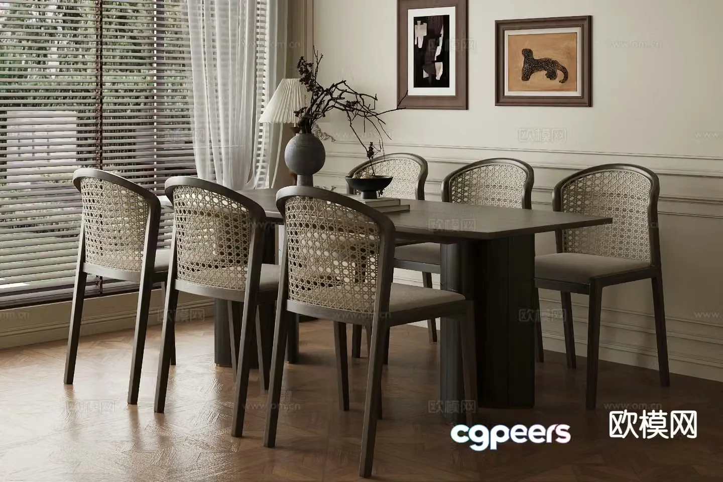 Medieval style dining table and chairs bar dining table 3D model