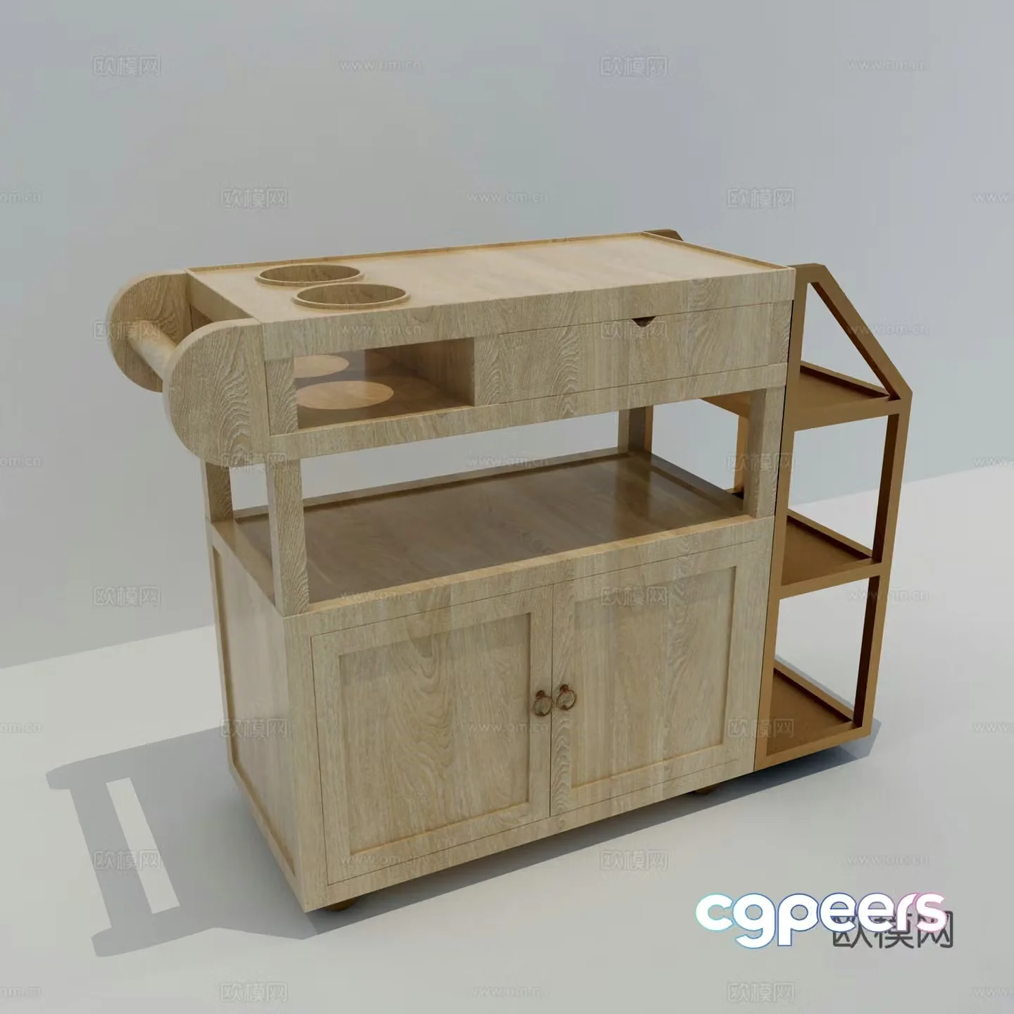 New Chinese style vegetable rack sideboard small car 3d model