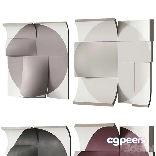 3ds Max Free – 410 decorative wall art 21 drawn circle paint artwork 2 options 4 COLORS