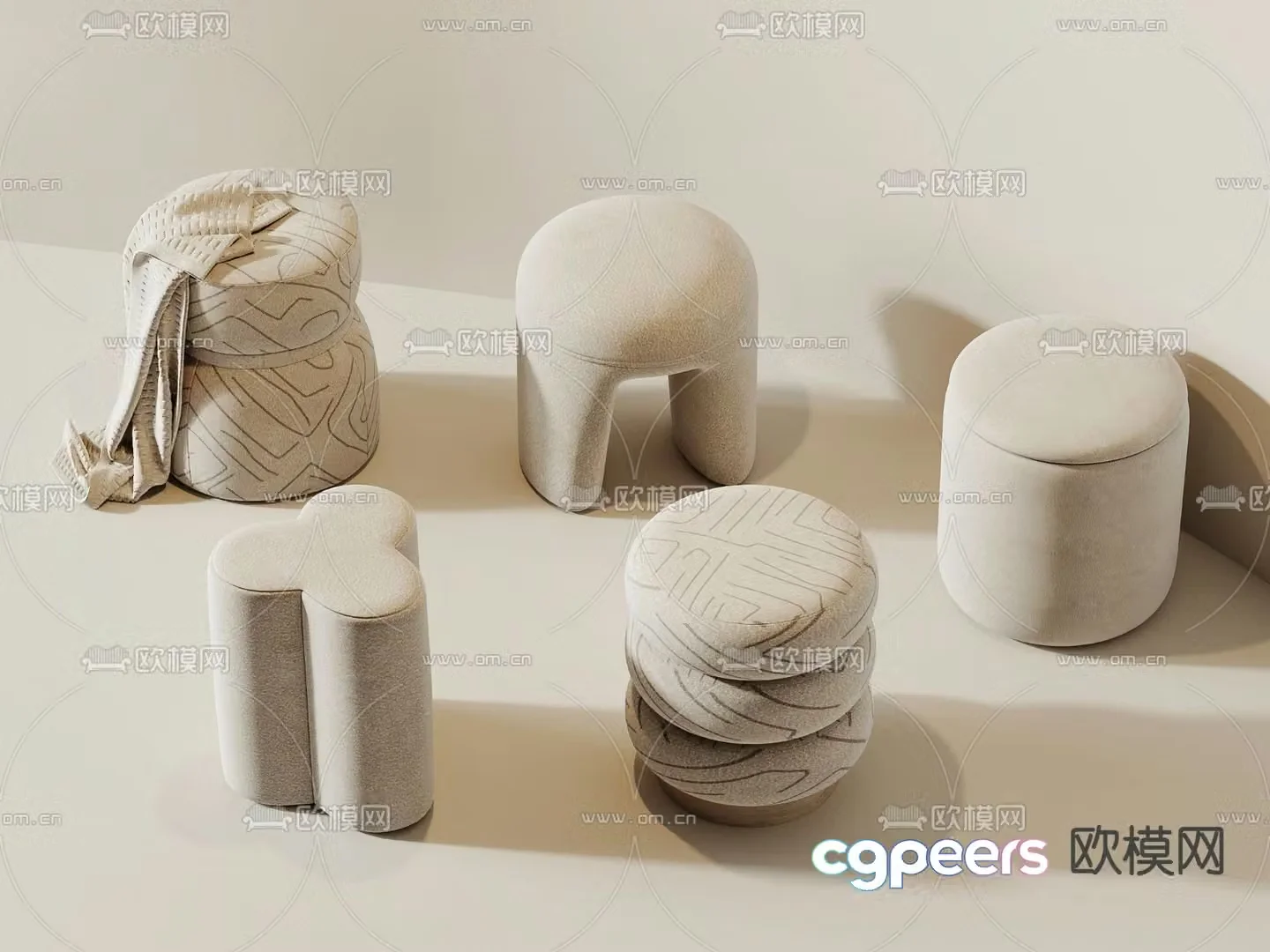 Sofa stool round stool low stool 3d model